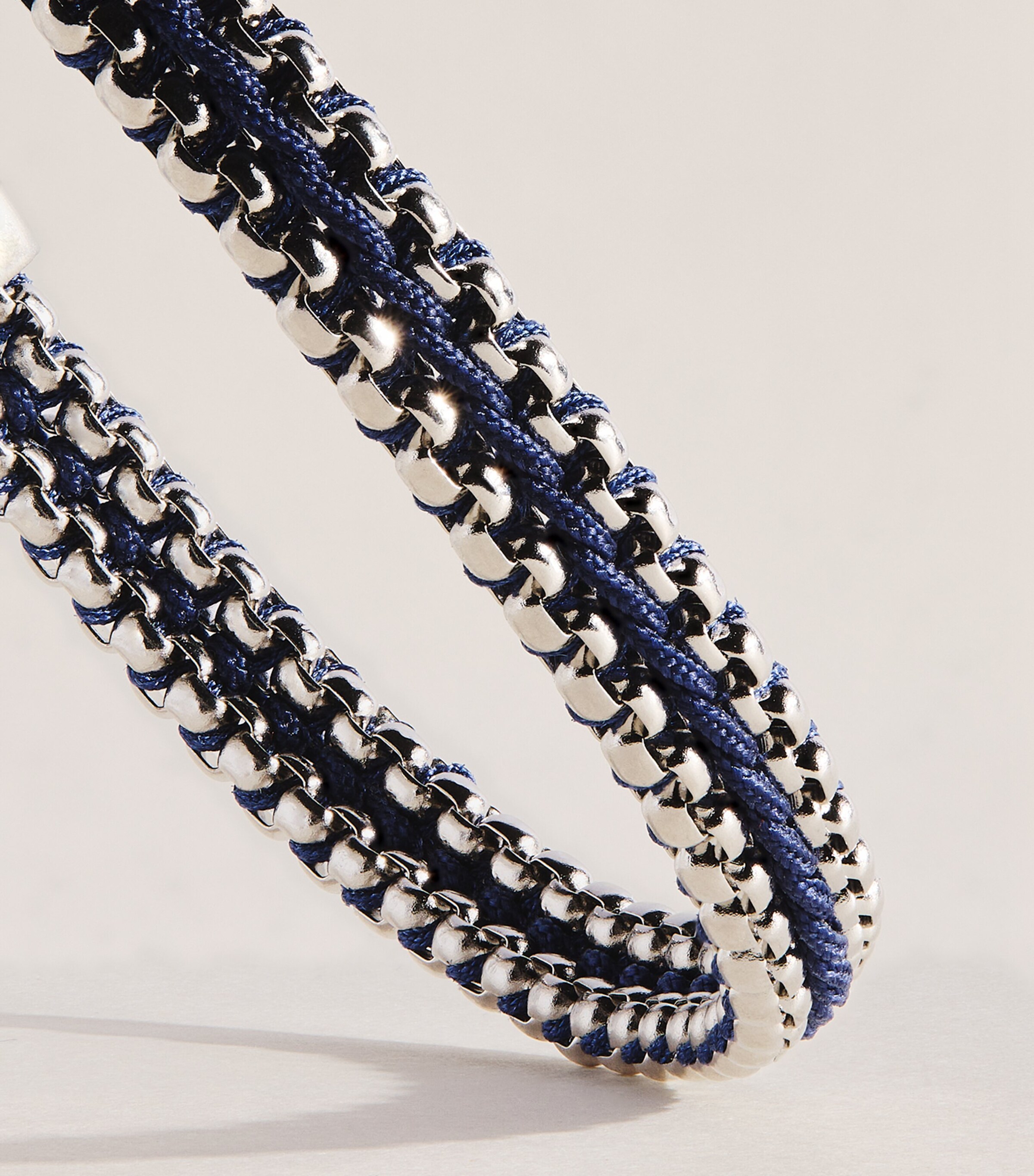 Tateossian Sterling Silver Woven Tris Bracelet Blue Image 4