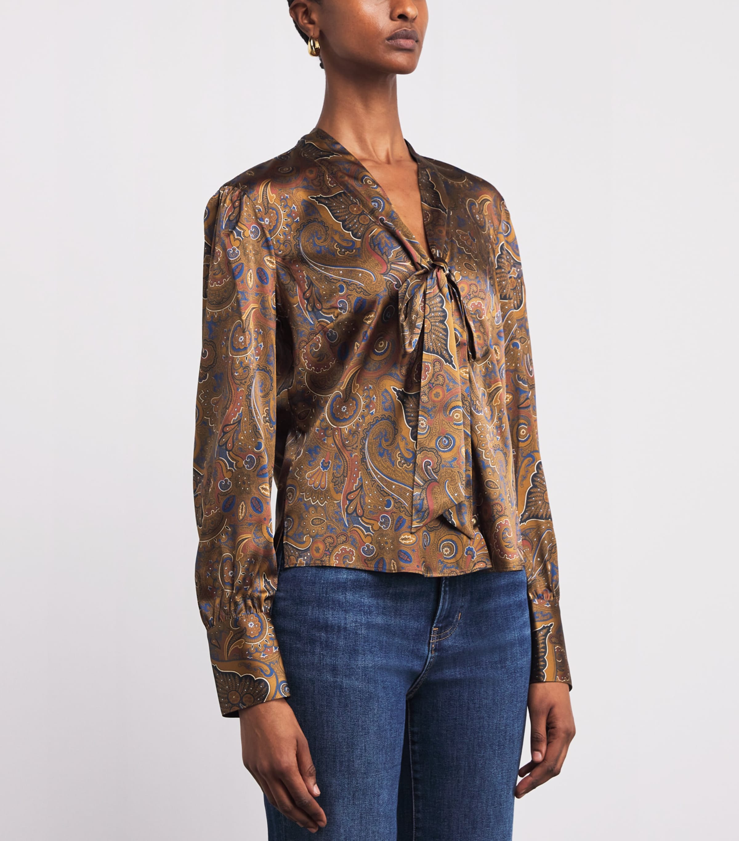 Stretch-Silk Paisley Francine Blouse N0990 WALNUT MULTI Image 3