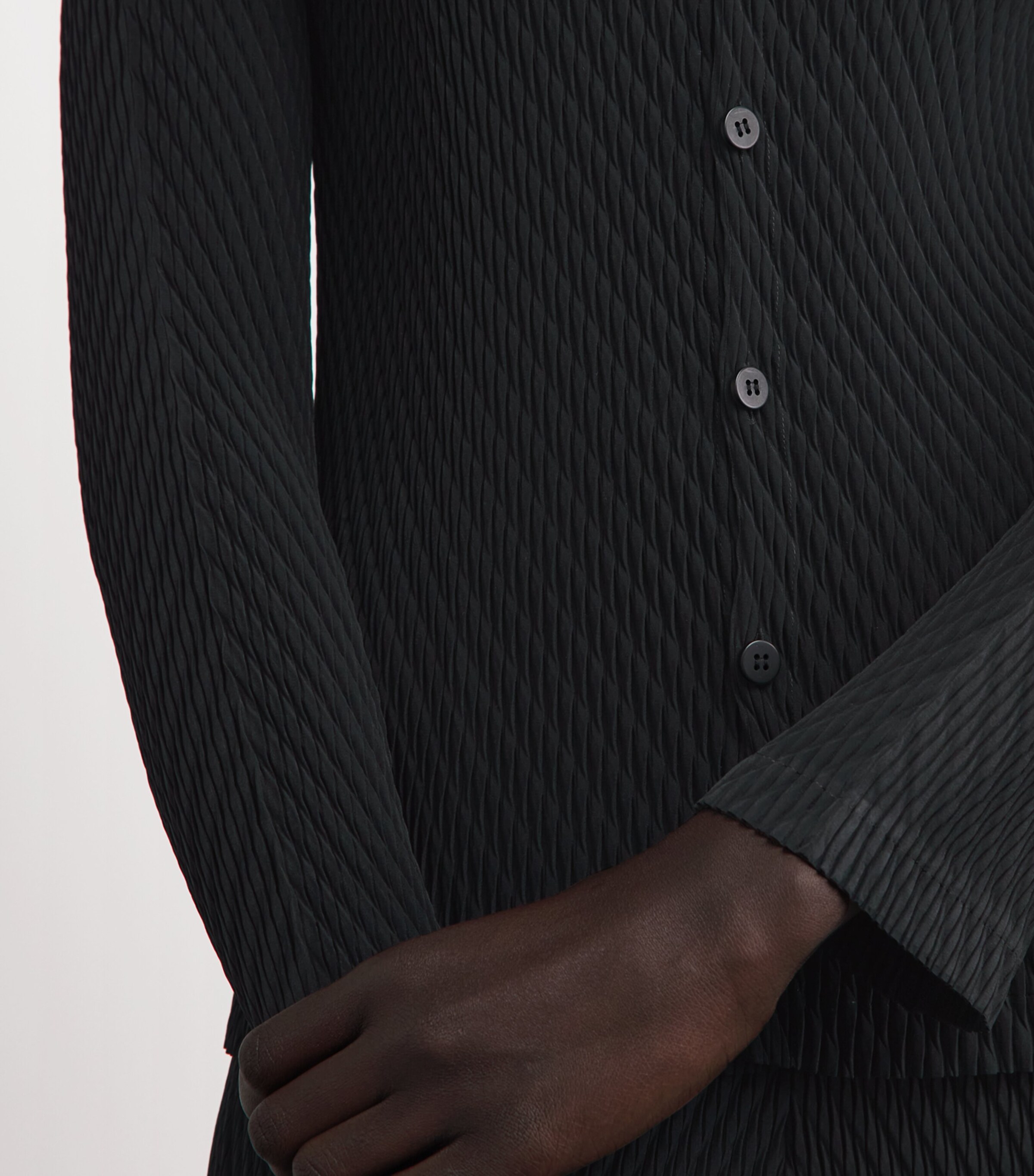 Issey Miyake Womens Rhombus Pleats Cardigan Black Image 3