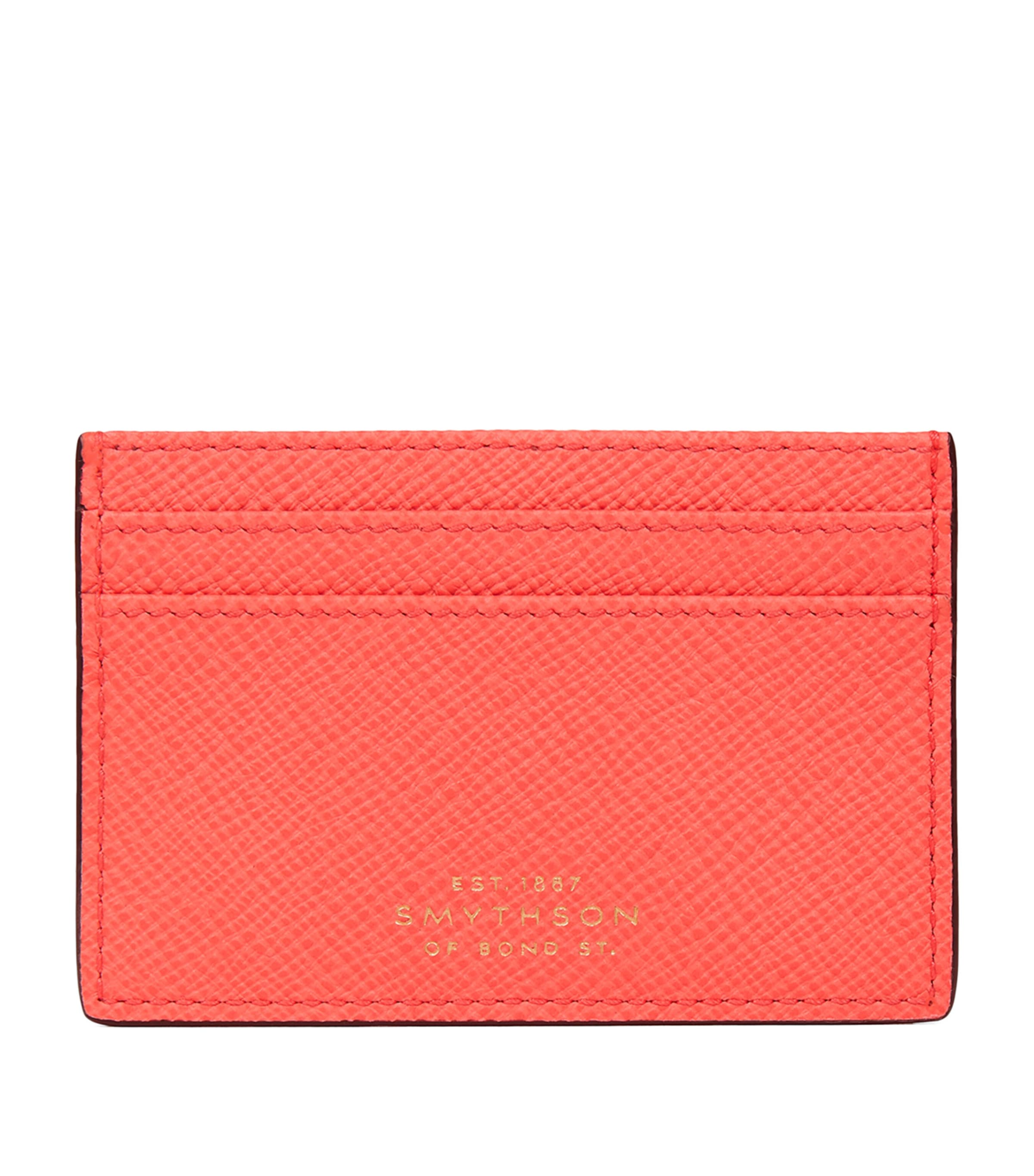 Smythson Leather Panama Card Holder In Pink