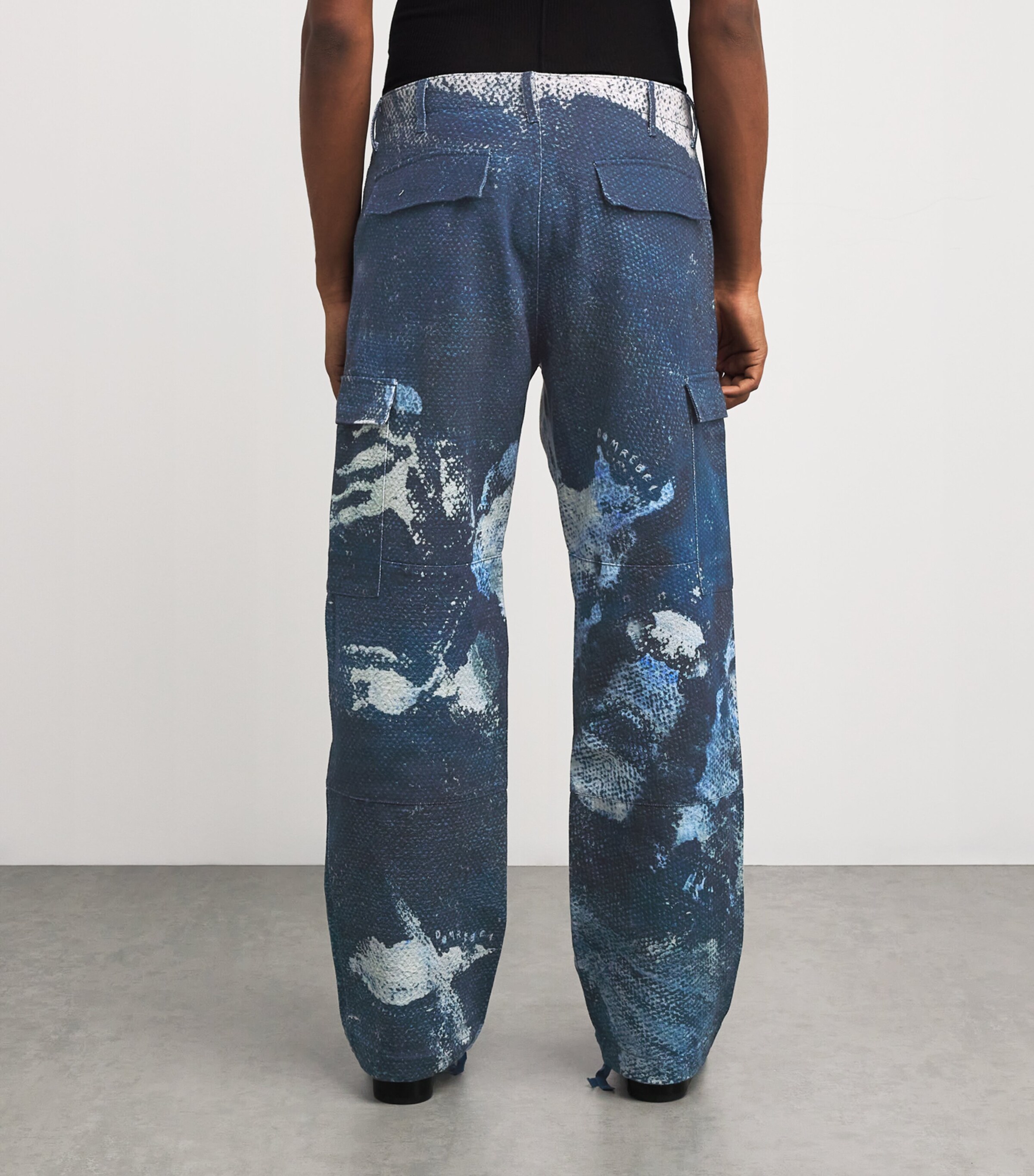 DOMREBEL Mens Cotton Deep Cargo Trousers Blue Image 4