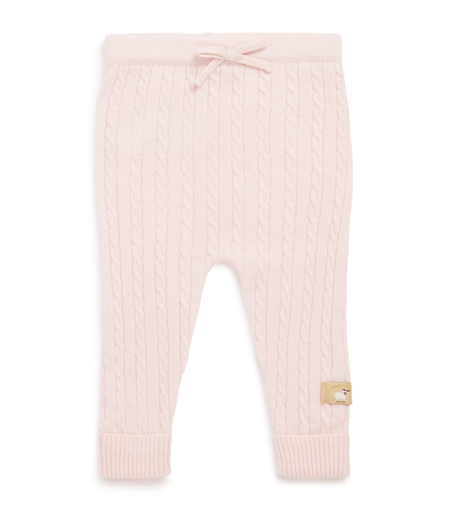 Cashmere Cable-Knit Leggings (0-12 Months) PALE PINK MELANGE Image 1