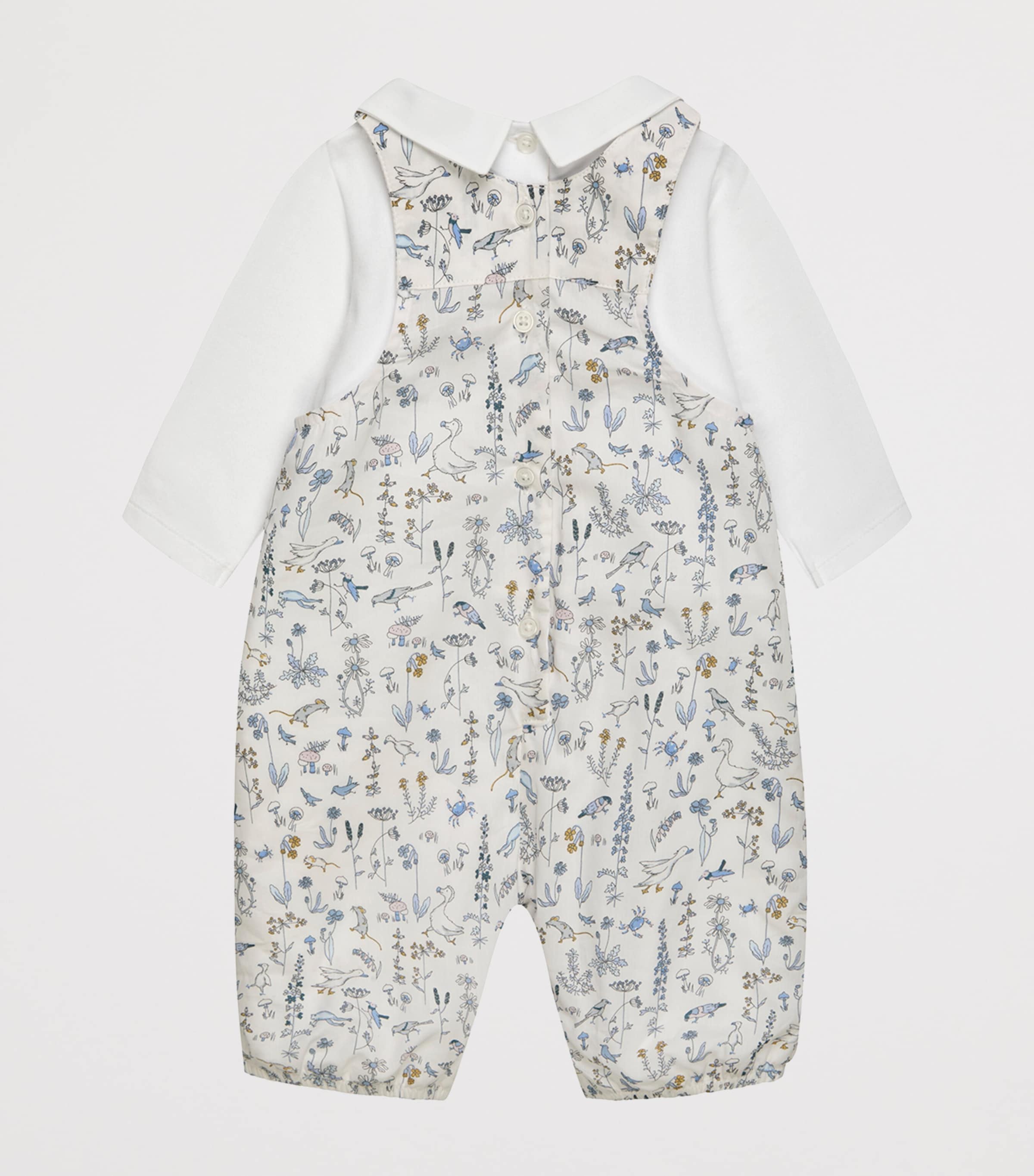 Trotters Cotton Theo Print Dungarees and Top Set (Newborn-9 Months) White Image 2