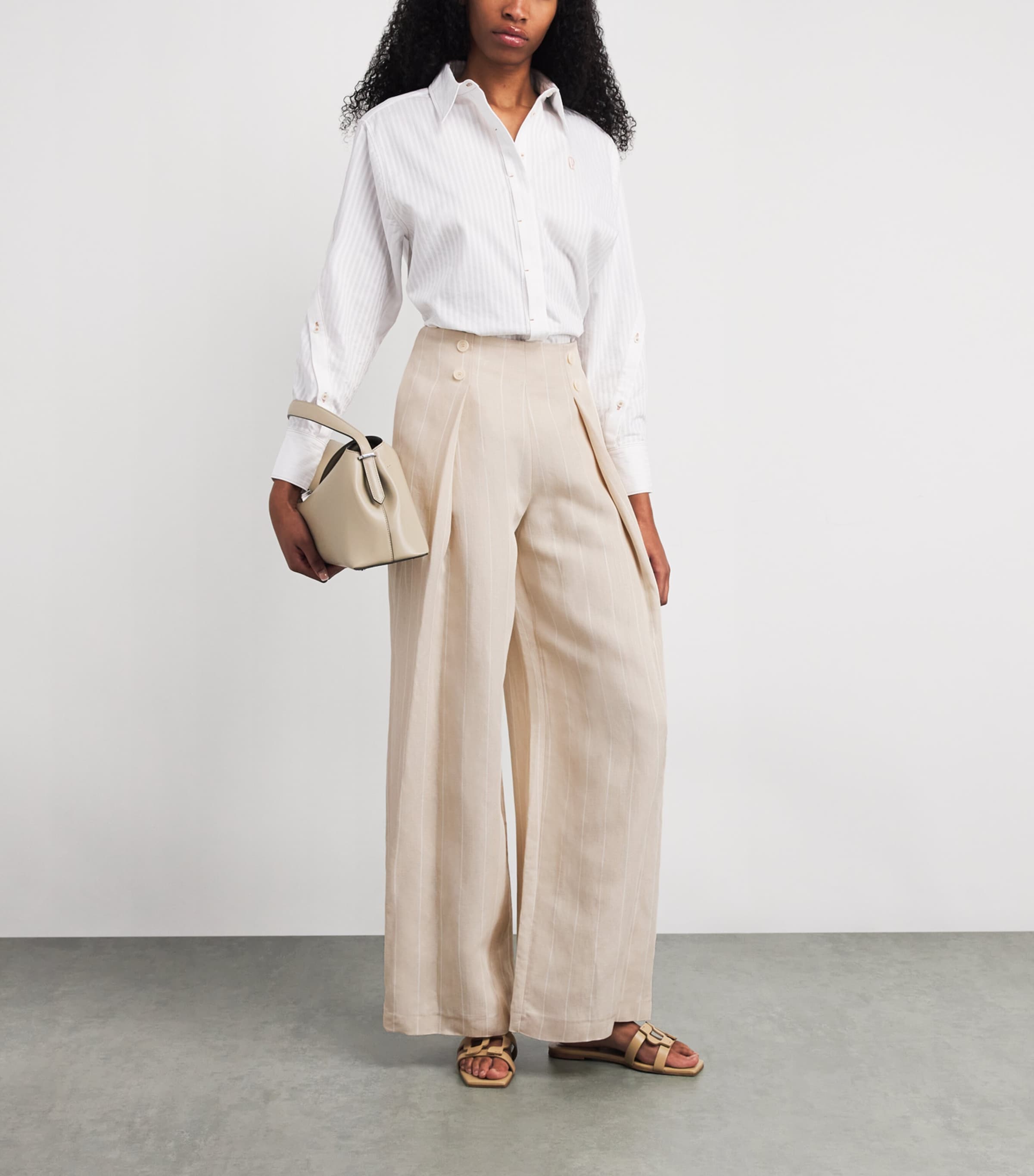 Pleated Wide-Leg Trousers SAND Image 2