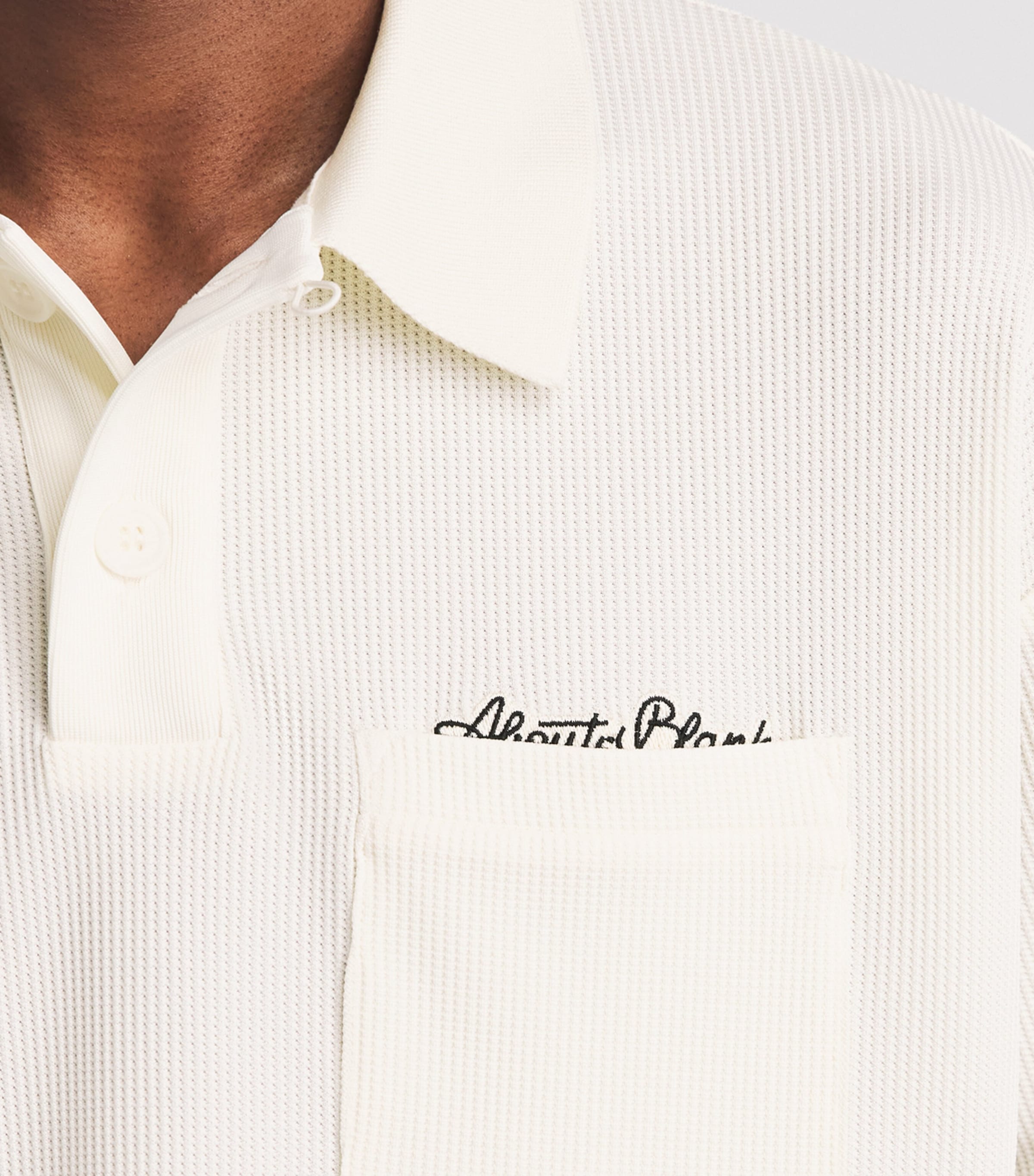 about:blank Mens Piqué Script Polo Shirt Oat Image 3