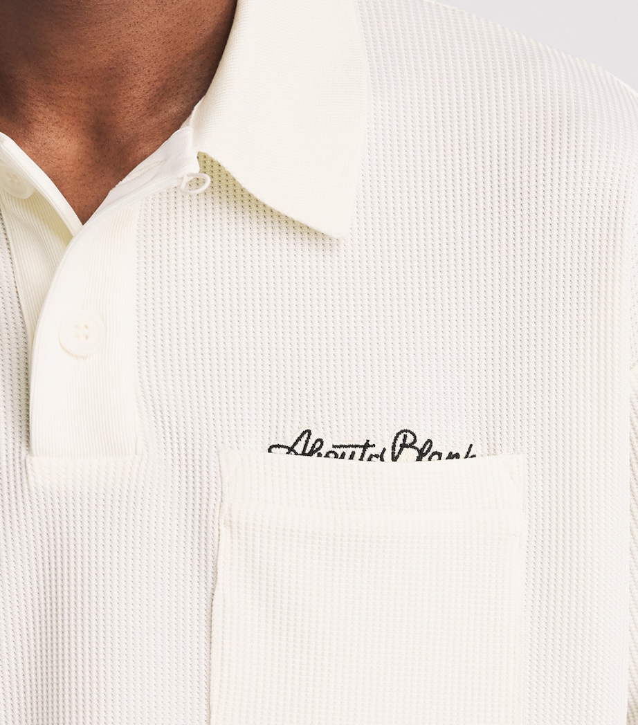 about:blank Mens Piqué Script Polo Shirt Oat Image 3