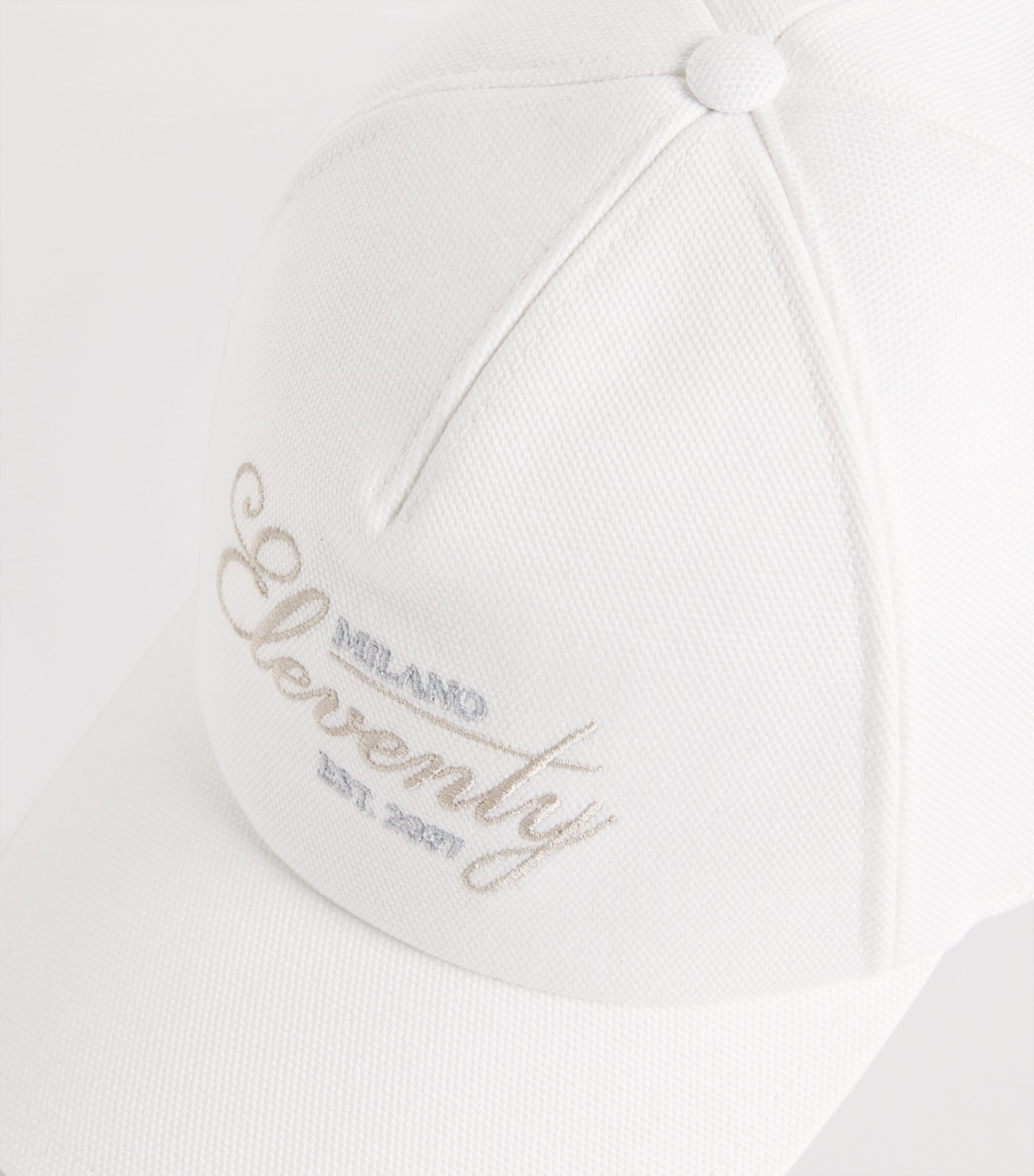 Eleventy Cotton Logo Baseball Cap Bianco Image 4