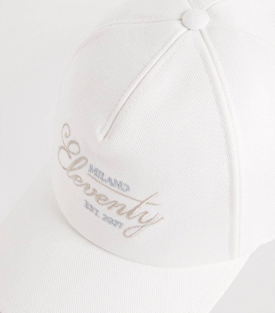 Eleventy Cotton Logo Baseball Cap Bianco Image 4