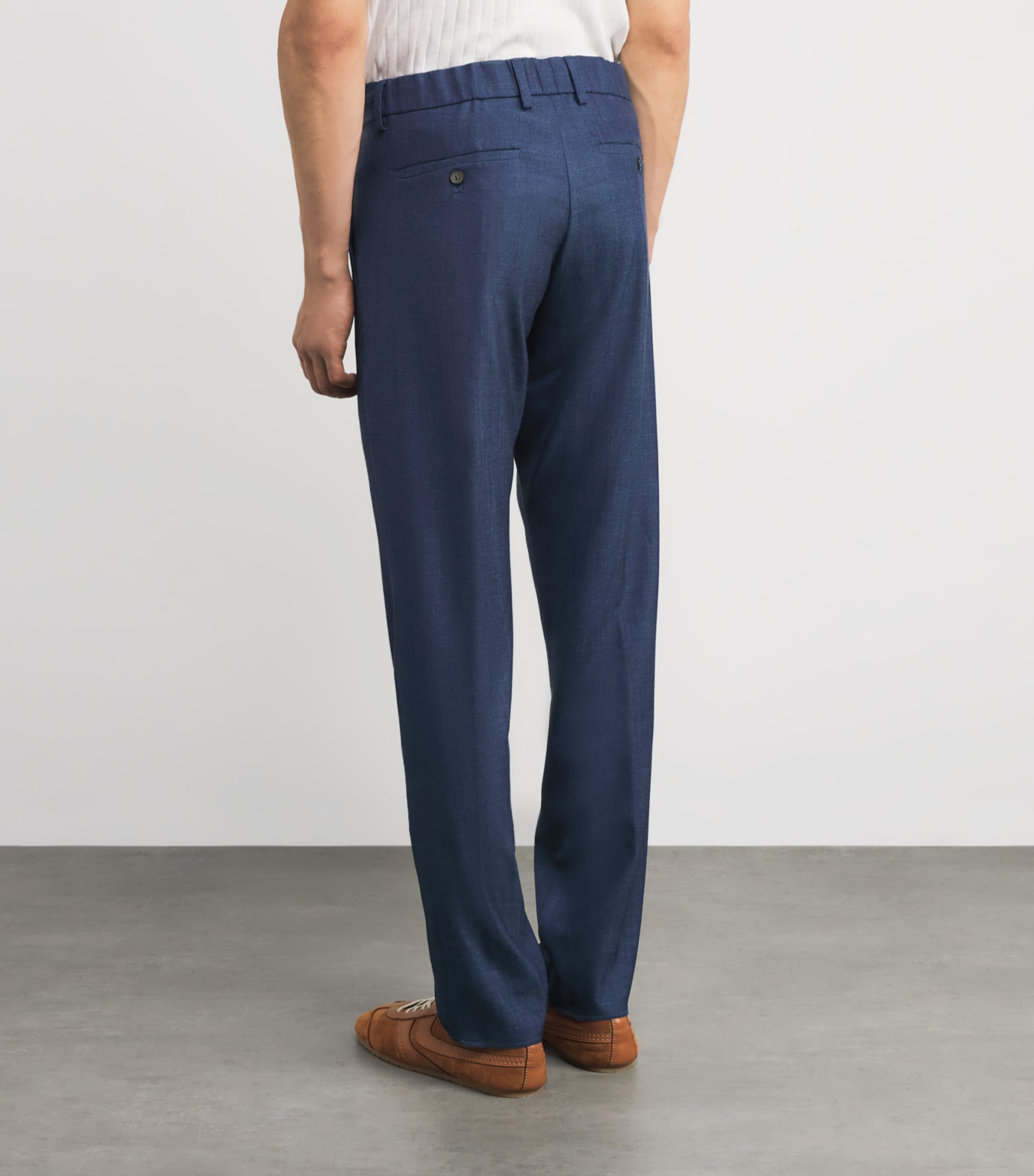 Loro Piana Virgin Wool-Silk-Blend Jersey Chinos 050 NAVY BLUE Image 4