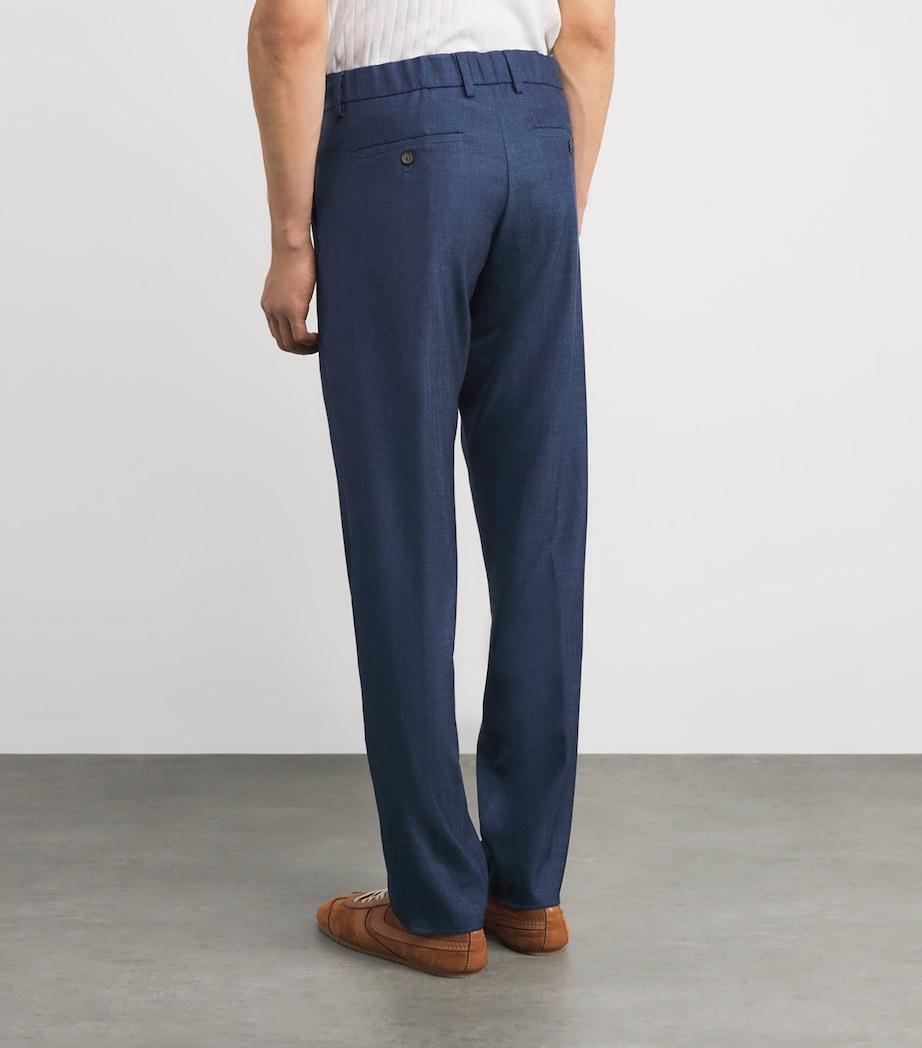 Loro Piana Virgin Wool-Silk-Blend Jersey Chinos 050 NAVY BLUE Image 4