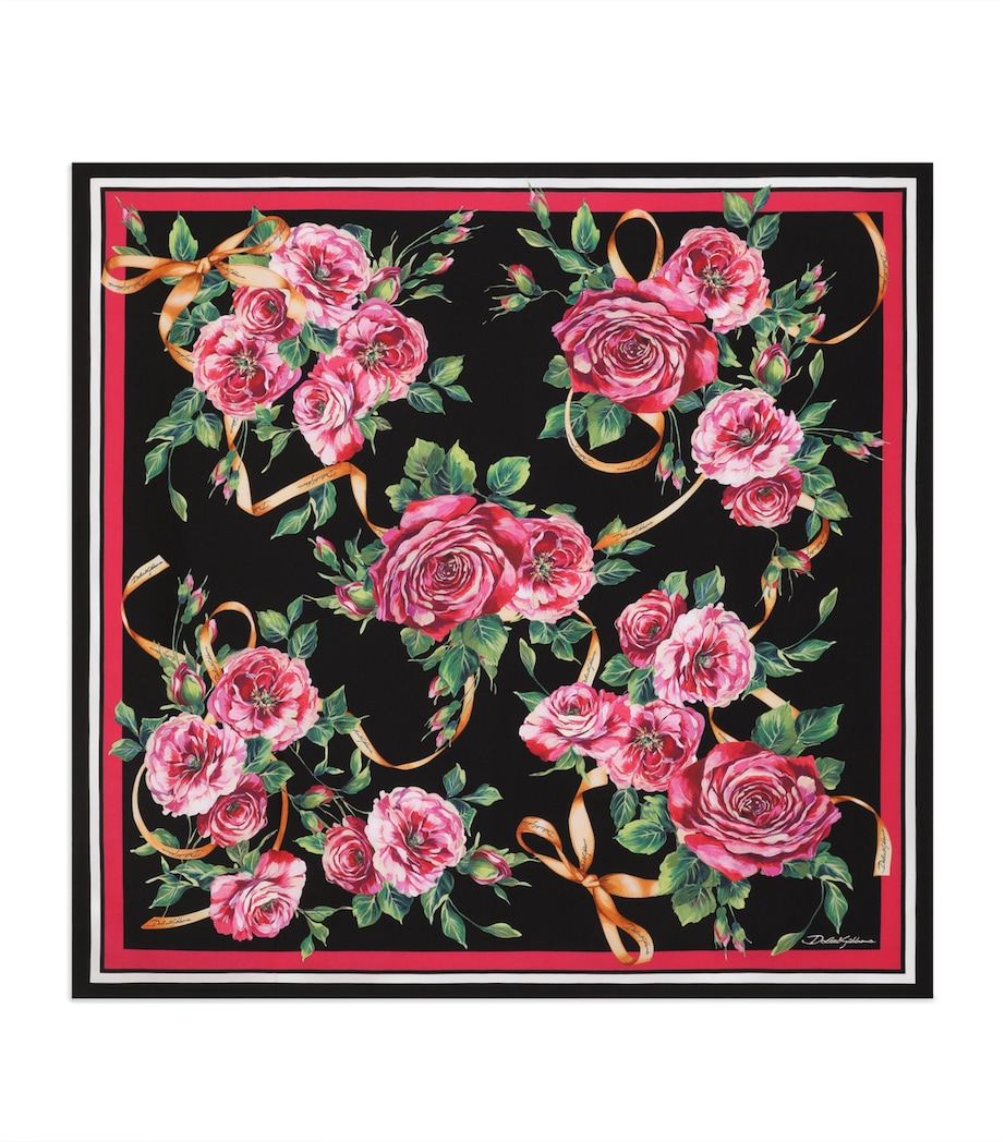 Silk Floral Scarf HD5JA-ROSA F.NERO C/ Image 1