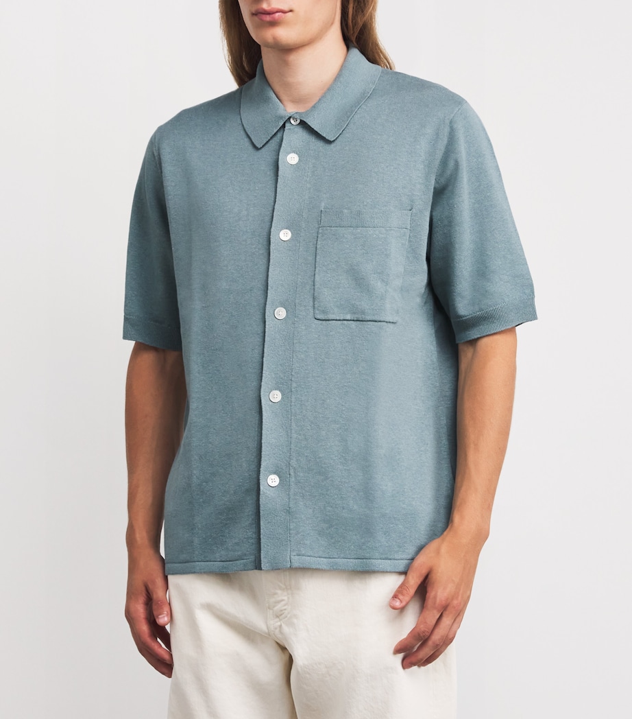 Linen-Cotton Rollo Shirt GREYISH BLUE Image 3