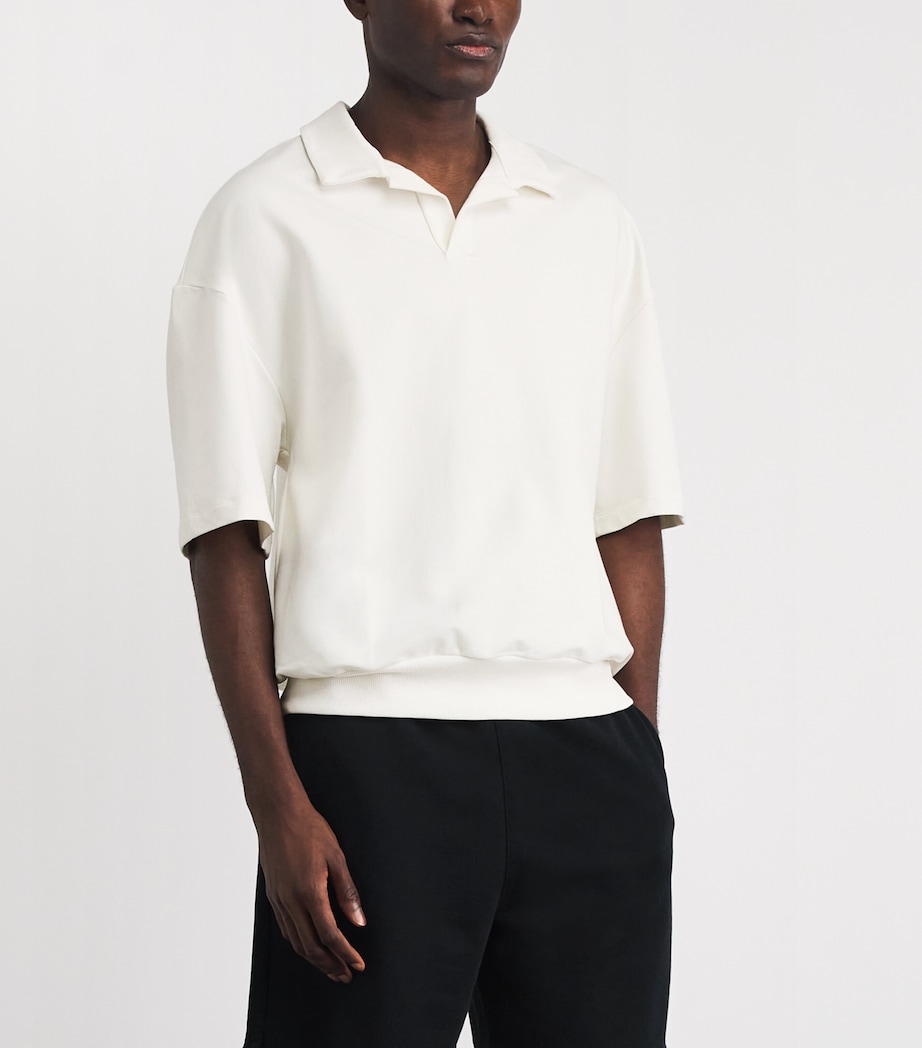Hanro Mens Organic Cotton-Blend Polo Sweatshirt Misty White Image 4