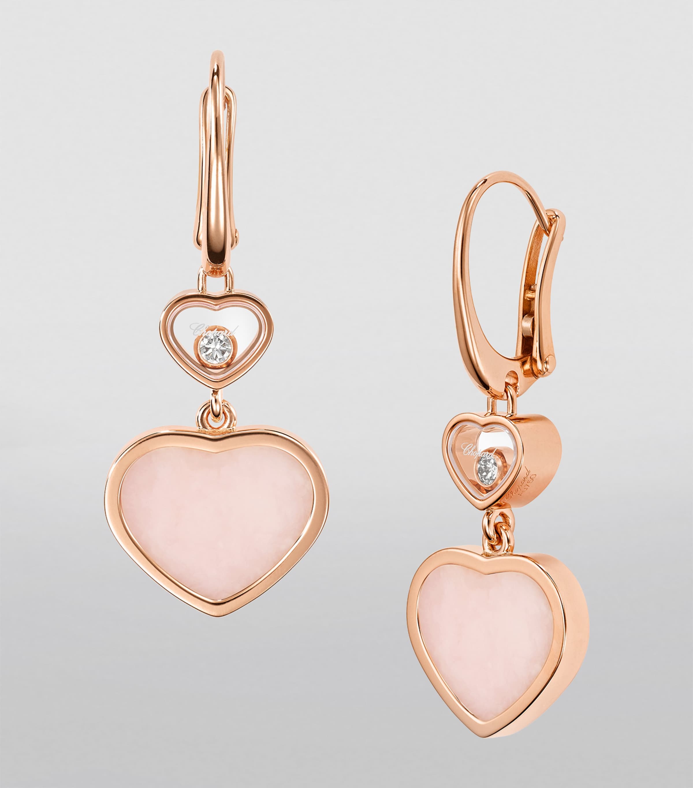 Rose Gold, Opal and Diamond Happy Hearts Earrings 18K ROSE GOLD Image 5