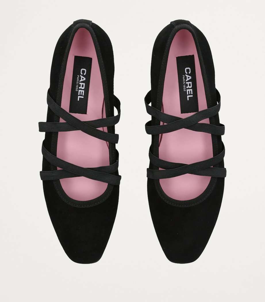 Carel Paris Suede Tutu Ballet Flats Black Image 4