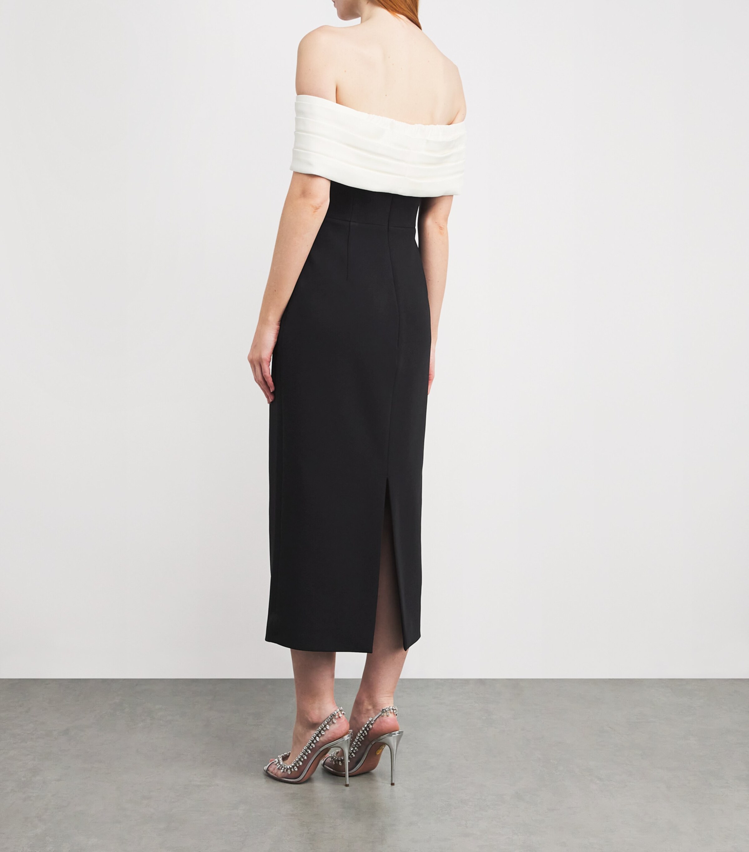Rachel Gilbert Womens Crepe Aven Midi Dress Black / Ivory Image 3
