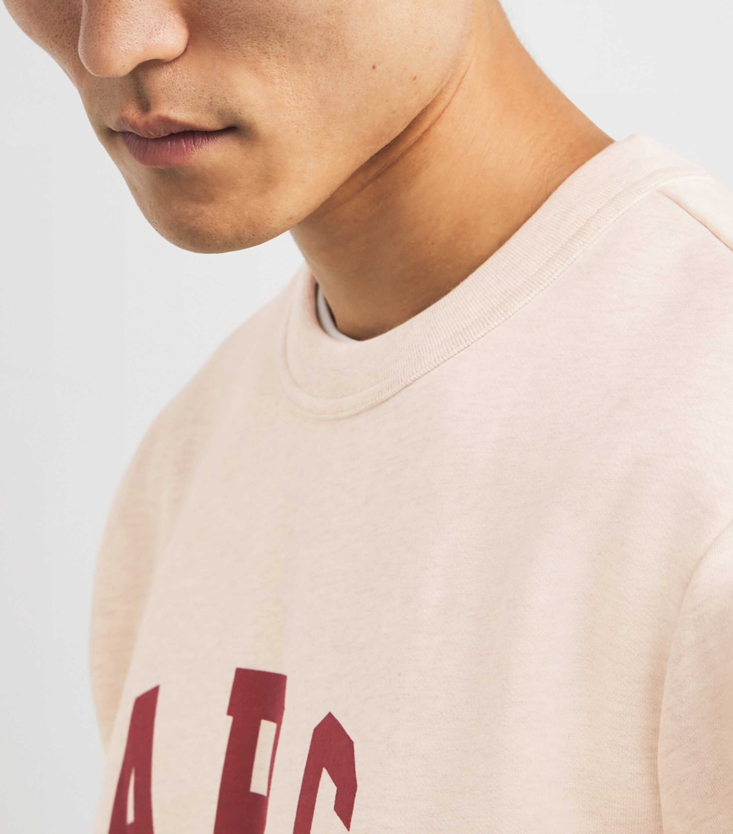 A.P.C. Mens Cotton Varsity Logo Sweatshirt Ecru Chine / Rouge Image 6