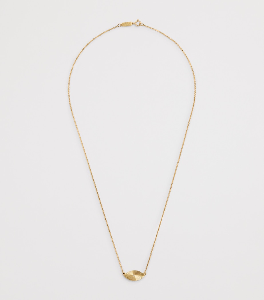 Yellow Gold and Diamond Mini Evil Eye '70s Necklace YELLOW GOLD Image 3