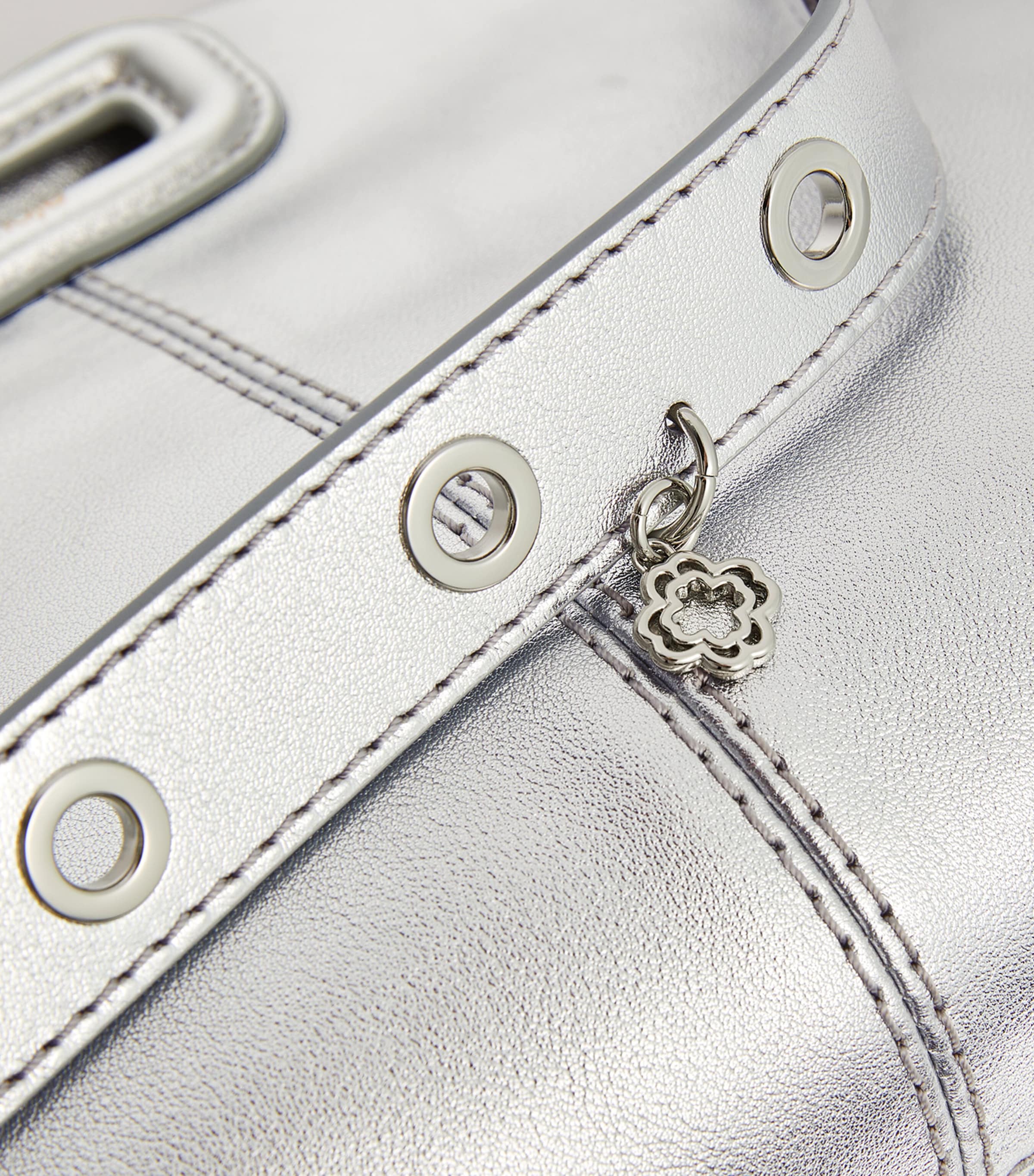 Mini Leather Miss M Shoulder Bag SILVER Image 3
