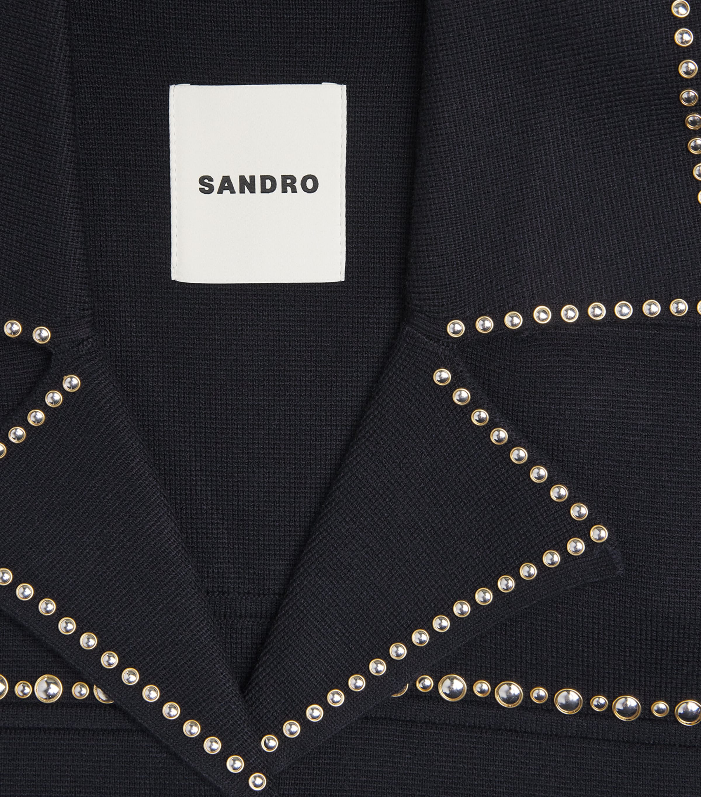 Sandro Paris Womens Embellished Blazer-Collar Cardigan Navy Blue Image 6