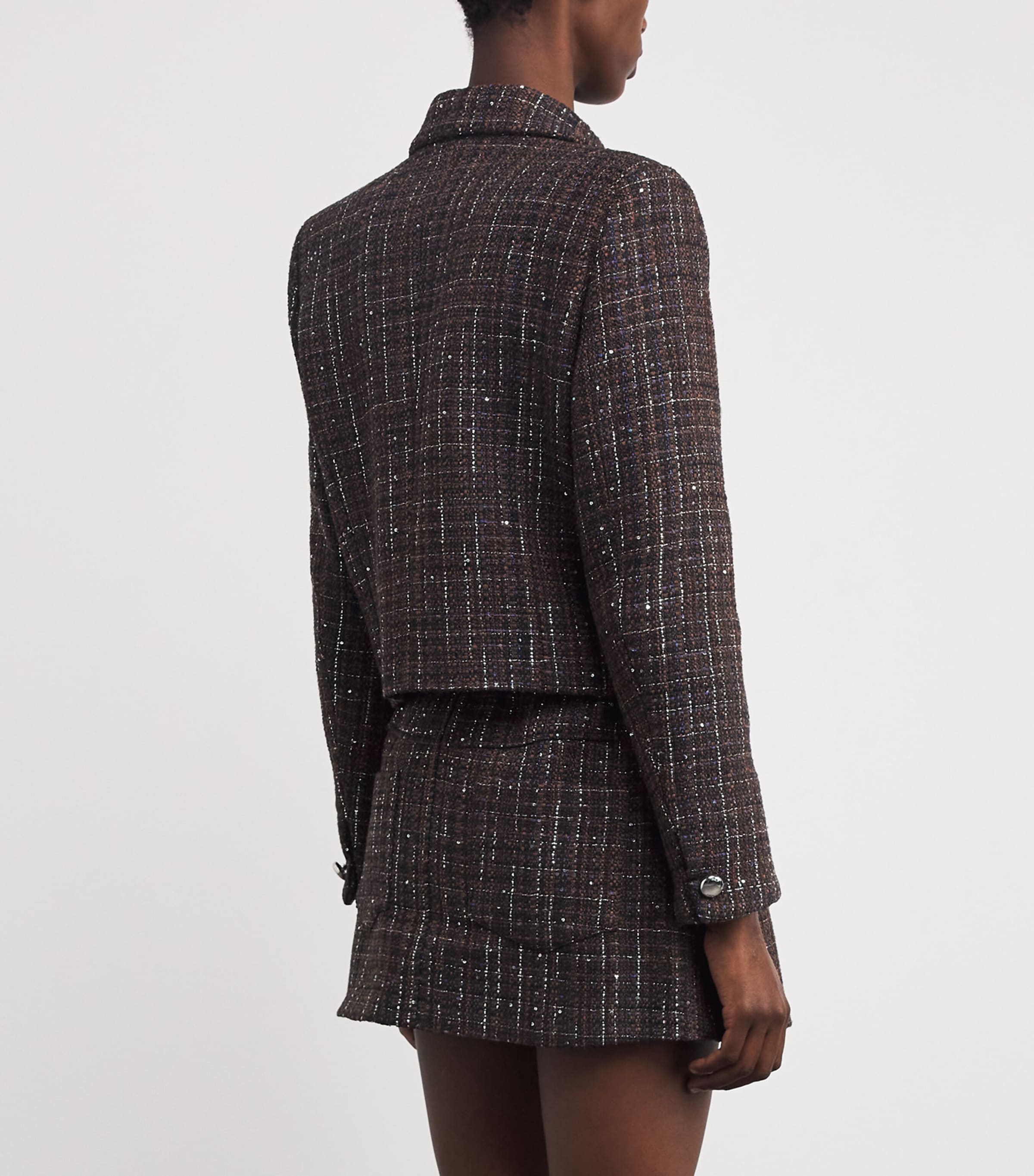 Tweed Cropped Jacket BROWN Image 4