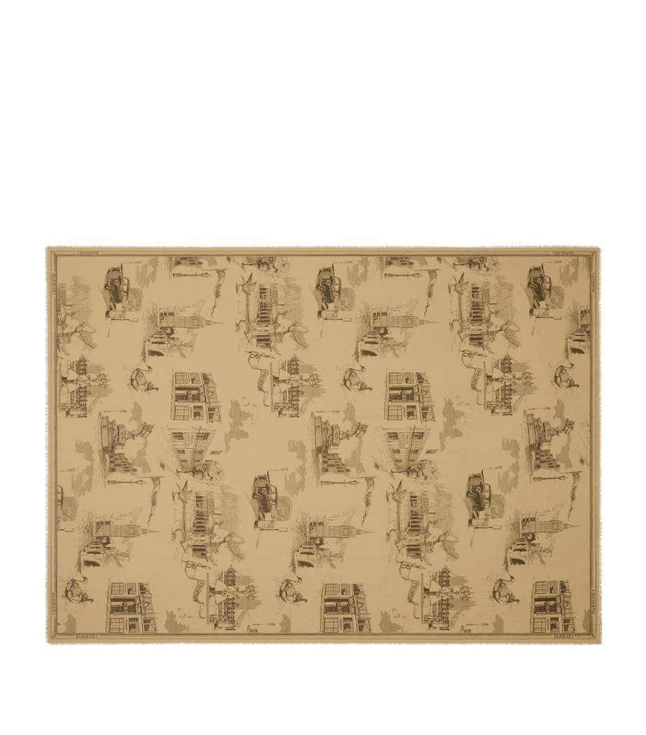 Silk-Wool London Landmarks Scarf SAND Image 1