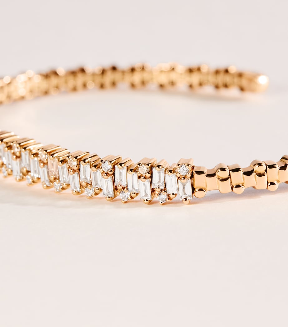 Suzanne Kalan Rose Gold and Diamond Classic Shimmer Bangle Rg/wd Image 3
