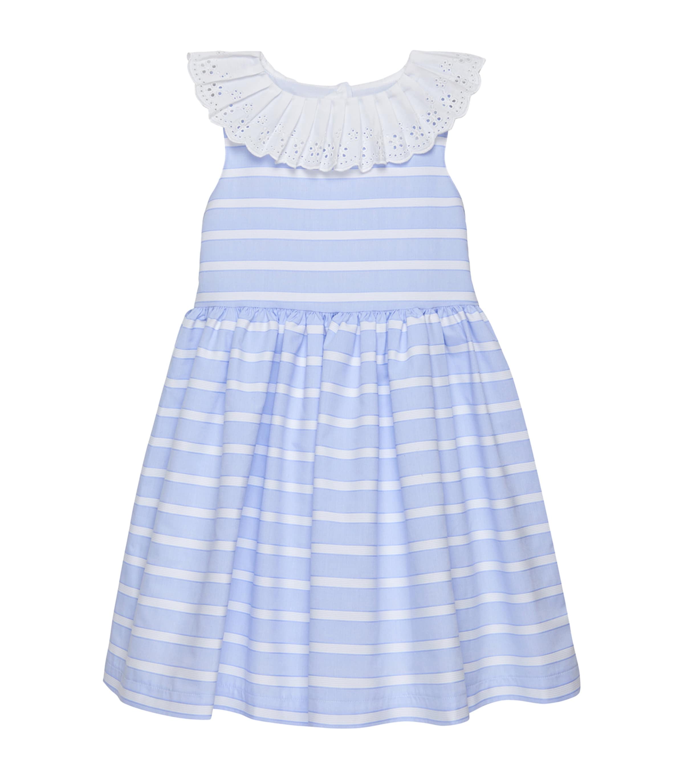 Shop Trotters Striped Broderie-collar Dress In Blue