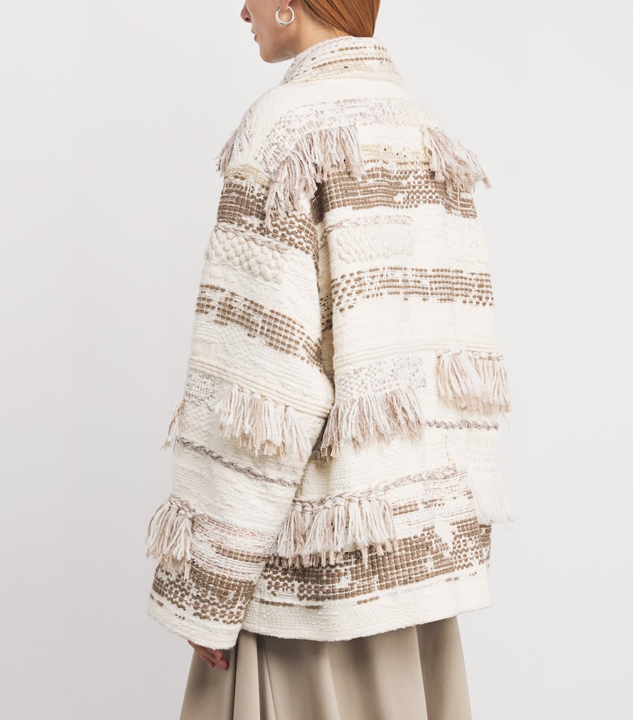 Merino-Cashmere Woven Fringe Jacket 0002100 CLOUD MULTI Image 4