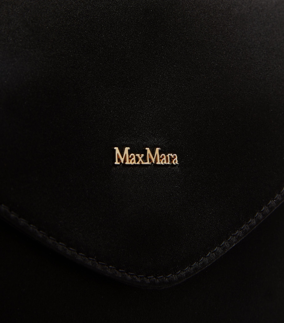 Satin Envelope Clutch Bag BLACK Image 6