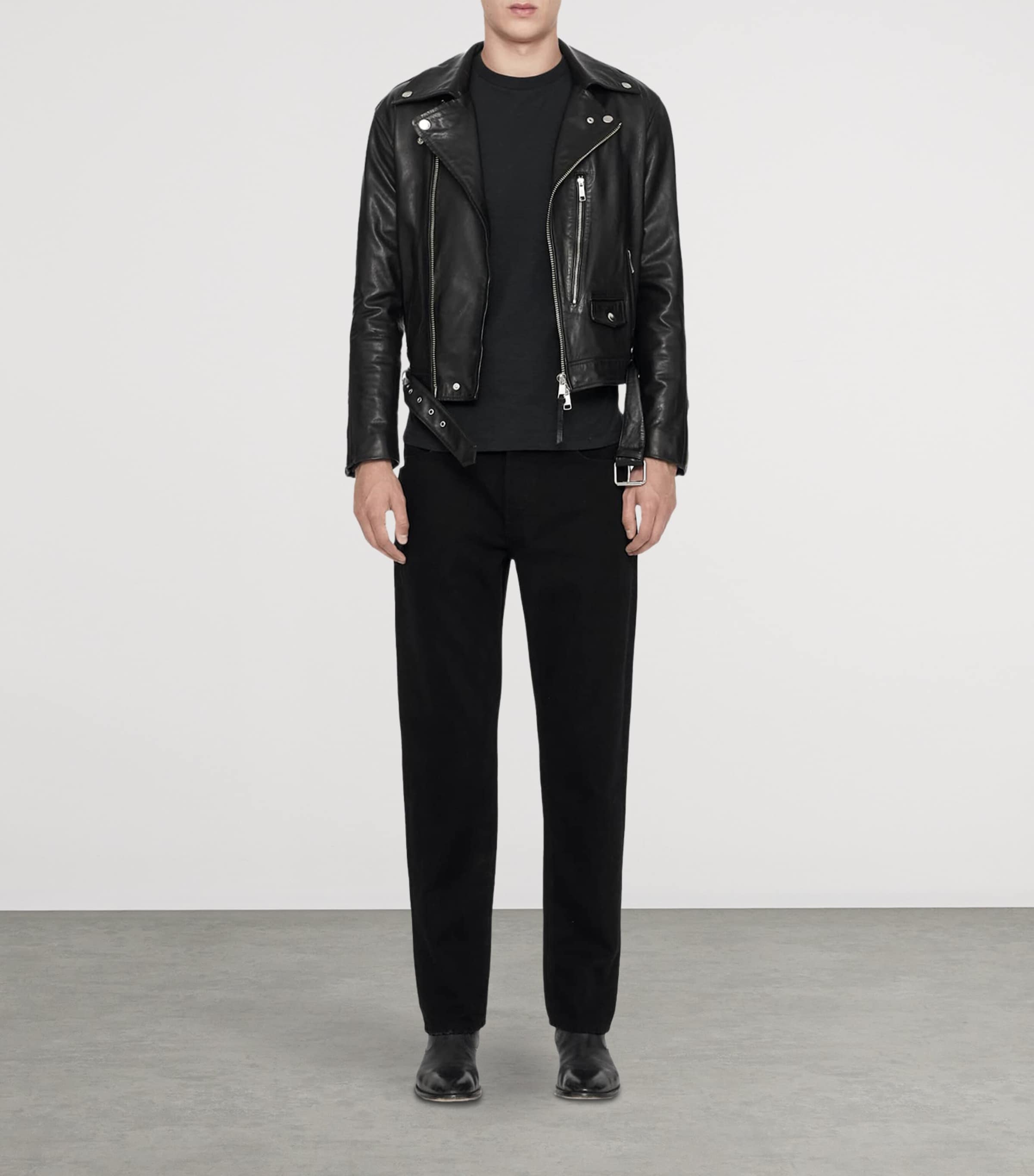 AllSaints Mens Neo Leather Biker Jacket Black Image 2