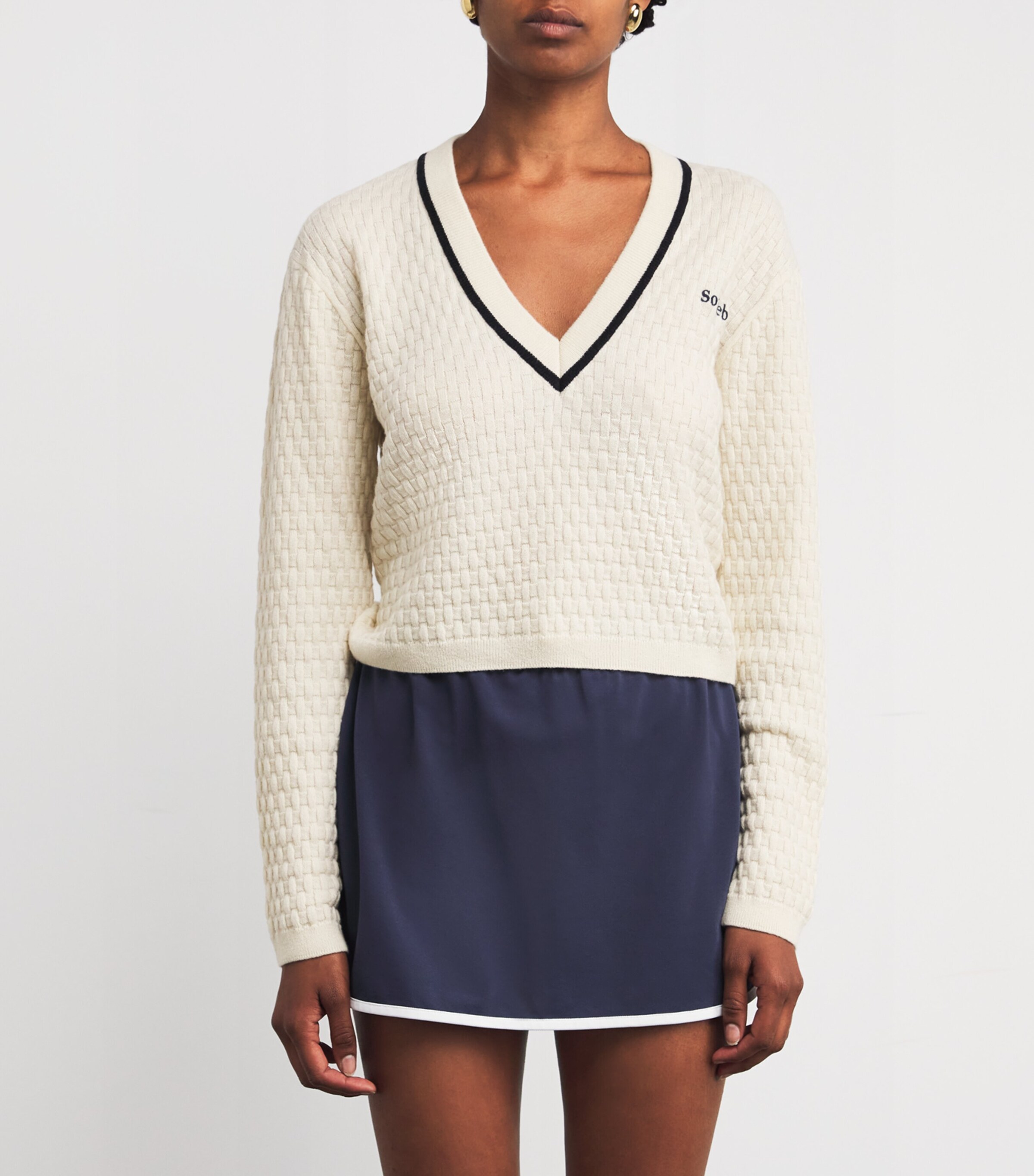 FRAME Womens x Sotheby's Cashmere V-Neck Sweater Cream Image 3