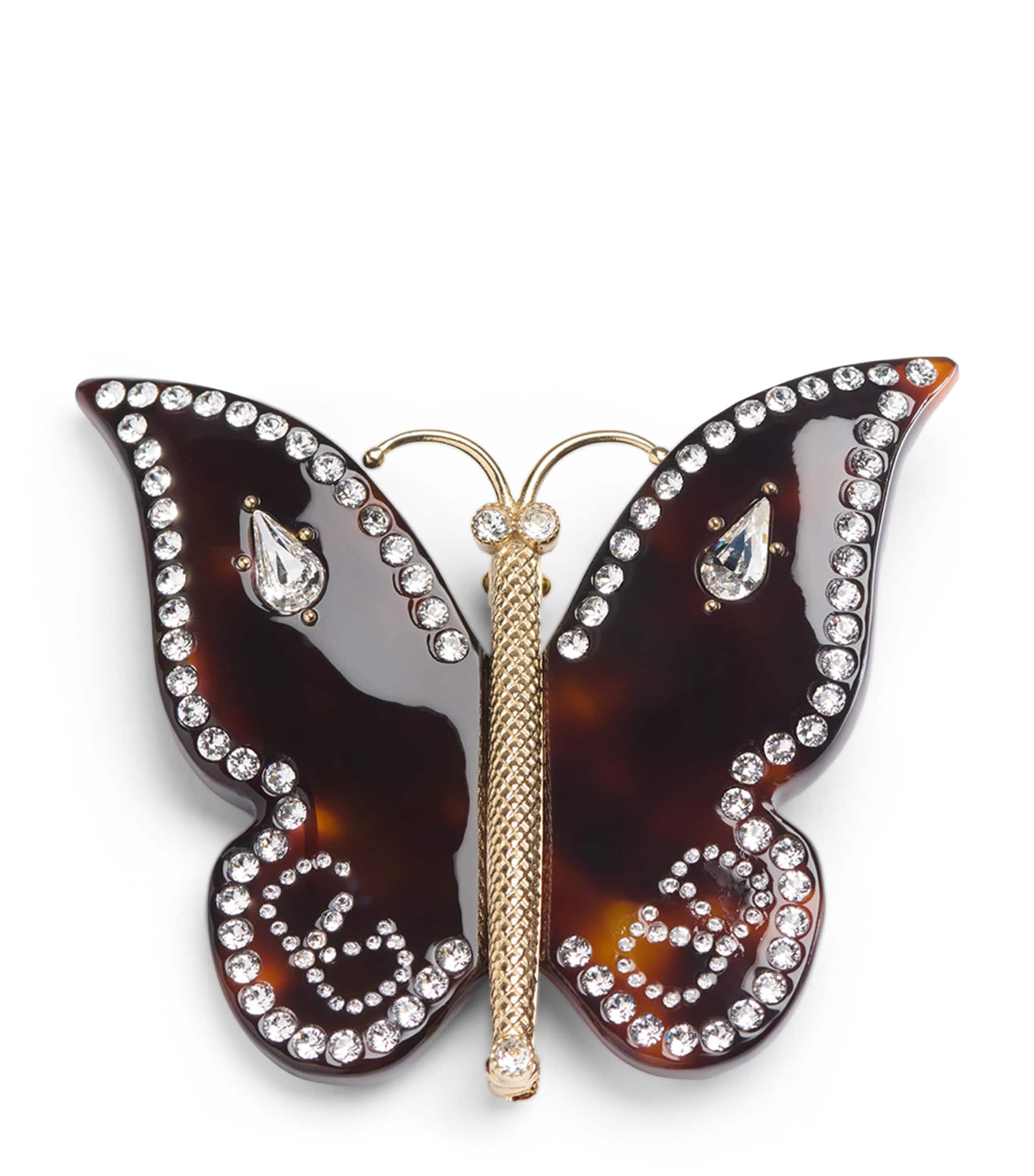 Valentino Butterfly Brooch In Brown