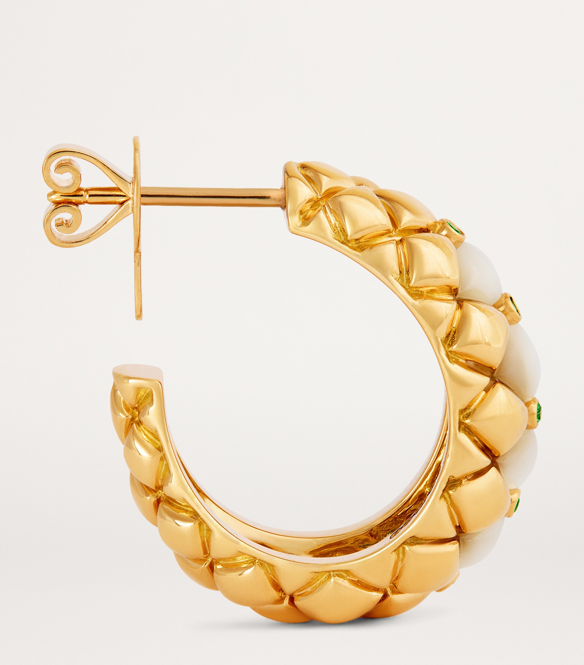 L'ATELIER NAWBAR Yellow Gold, Diamond and Emerald Bond Street Hoop Earrings Yellow Gold Image 4