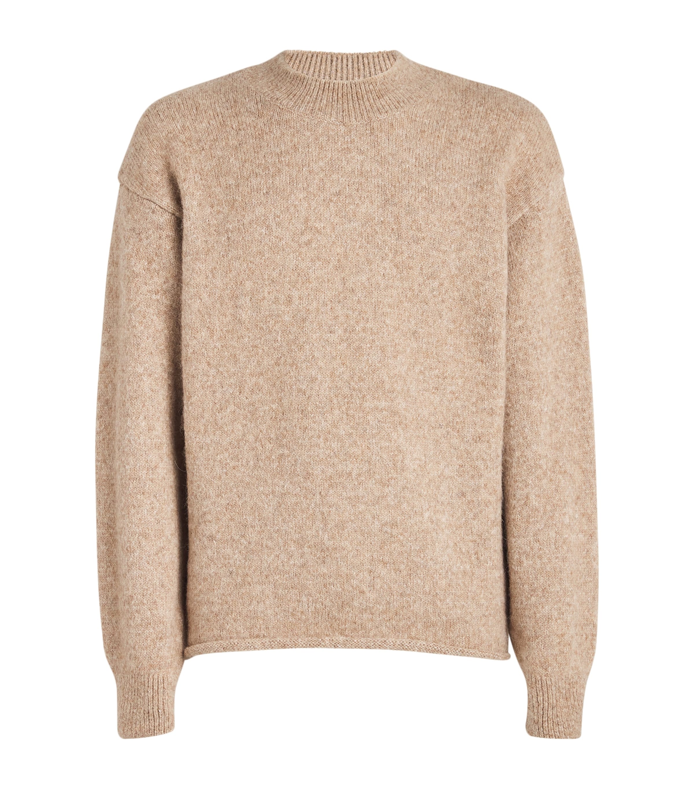 Shop Jacquemus Alpaca-blend Knitted Sweater In Beige