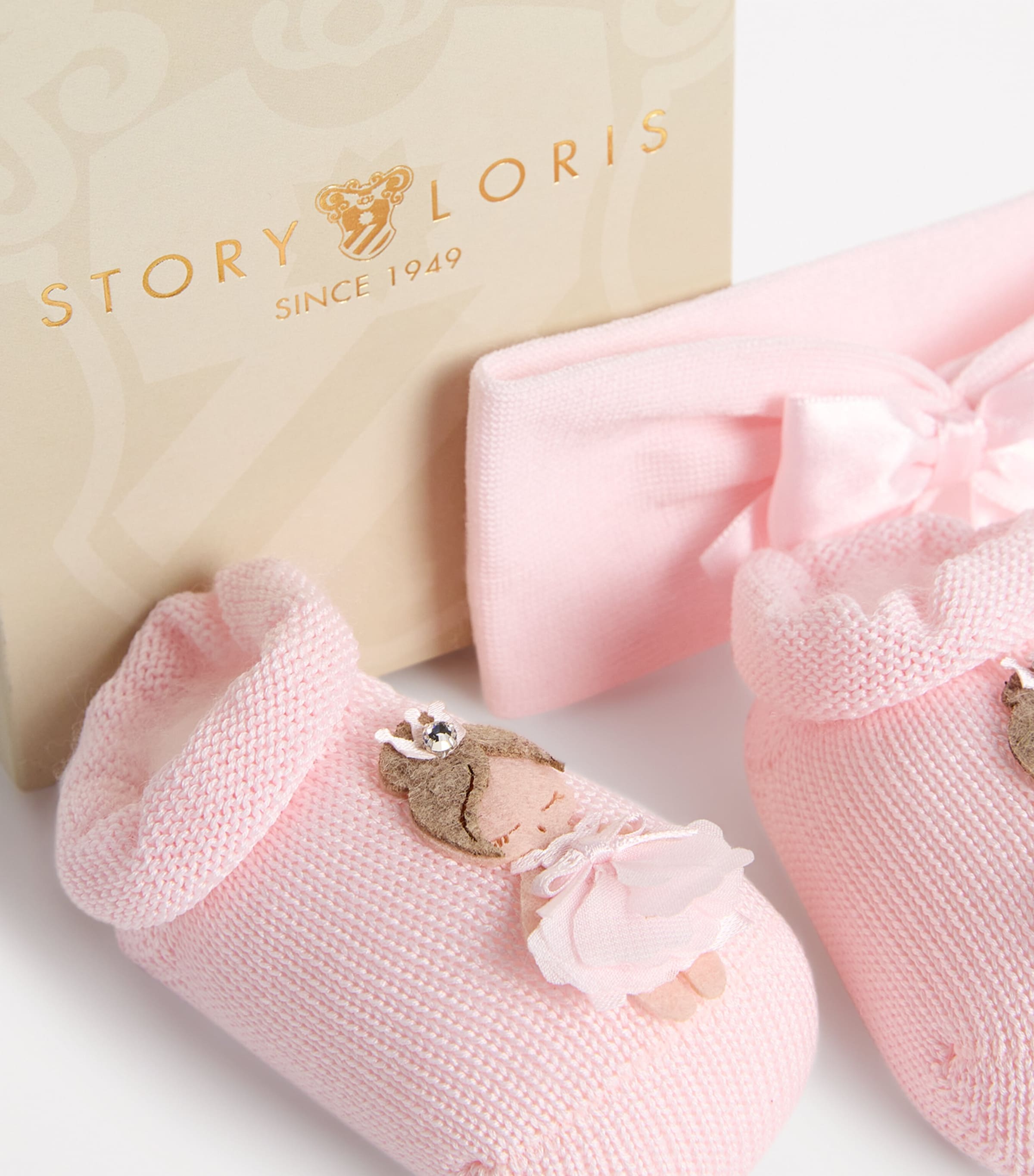 Story Loris Cotton Boots and Hairband Gift Set (3-9 Months) Ypv Baby Pink Image 3