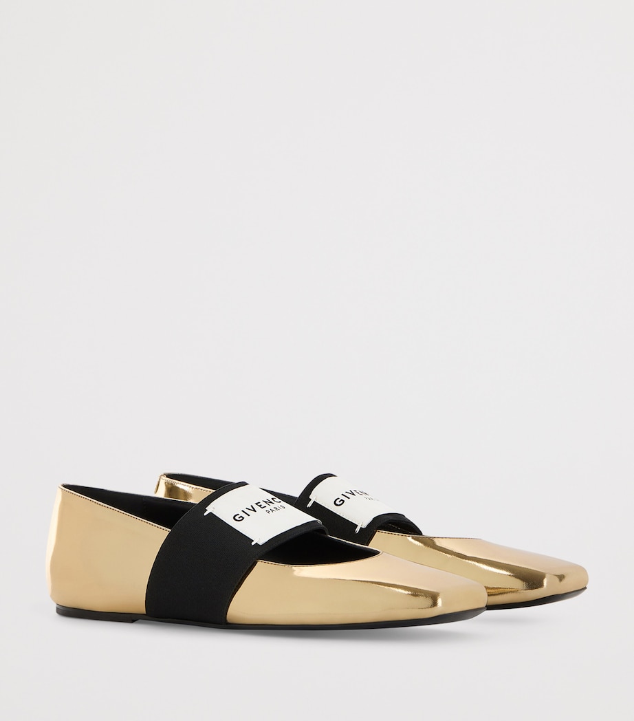 Leather Squared Toe Ballet Flats GOLDEN Image 2