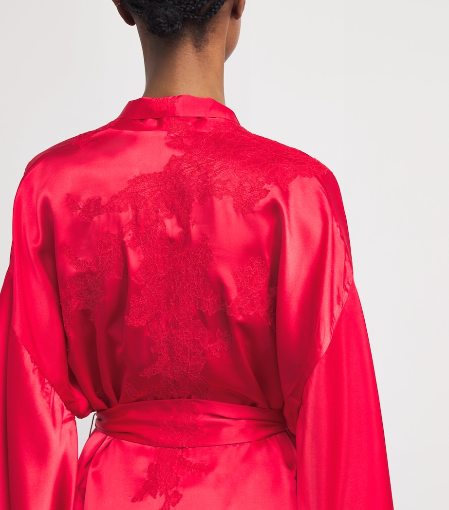 TORLOWEI Womens Silk-Lace Long Robe Ruby/ruby Image 6