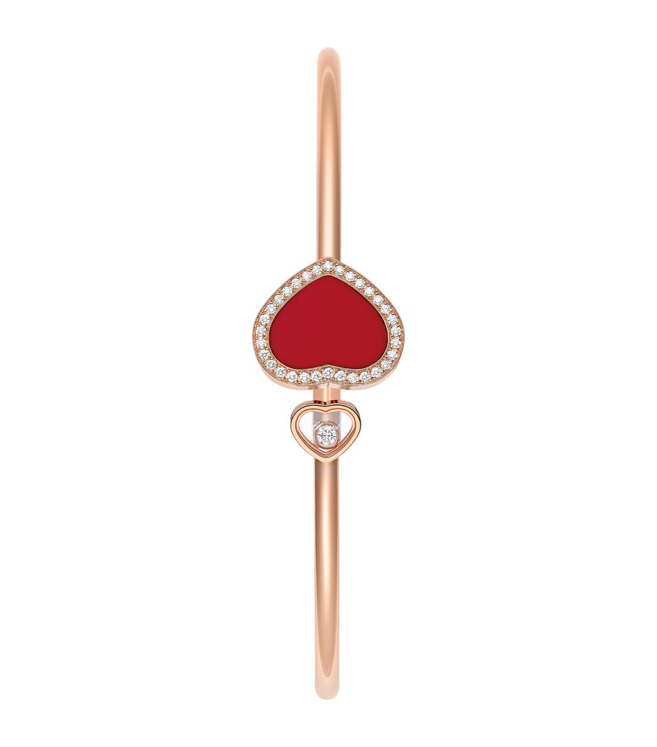 Rose Gold, Diamond and Red Stone Happy Hearts Bangle 18K ROSE GOLD Image 2