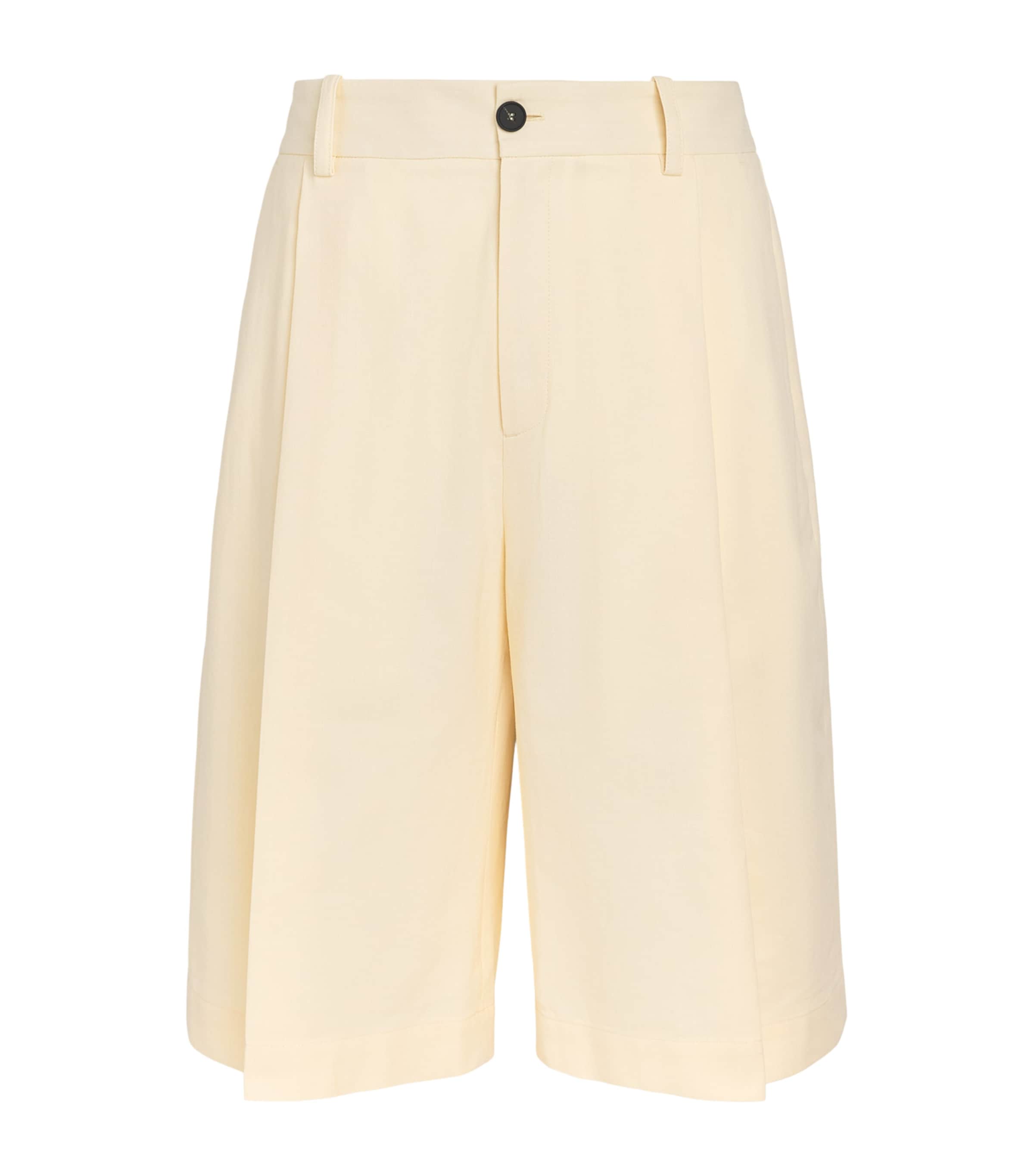 Studio Nicholson Mens Cotton-Linen Fowld Shorts Antique White Image 1