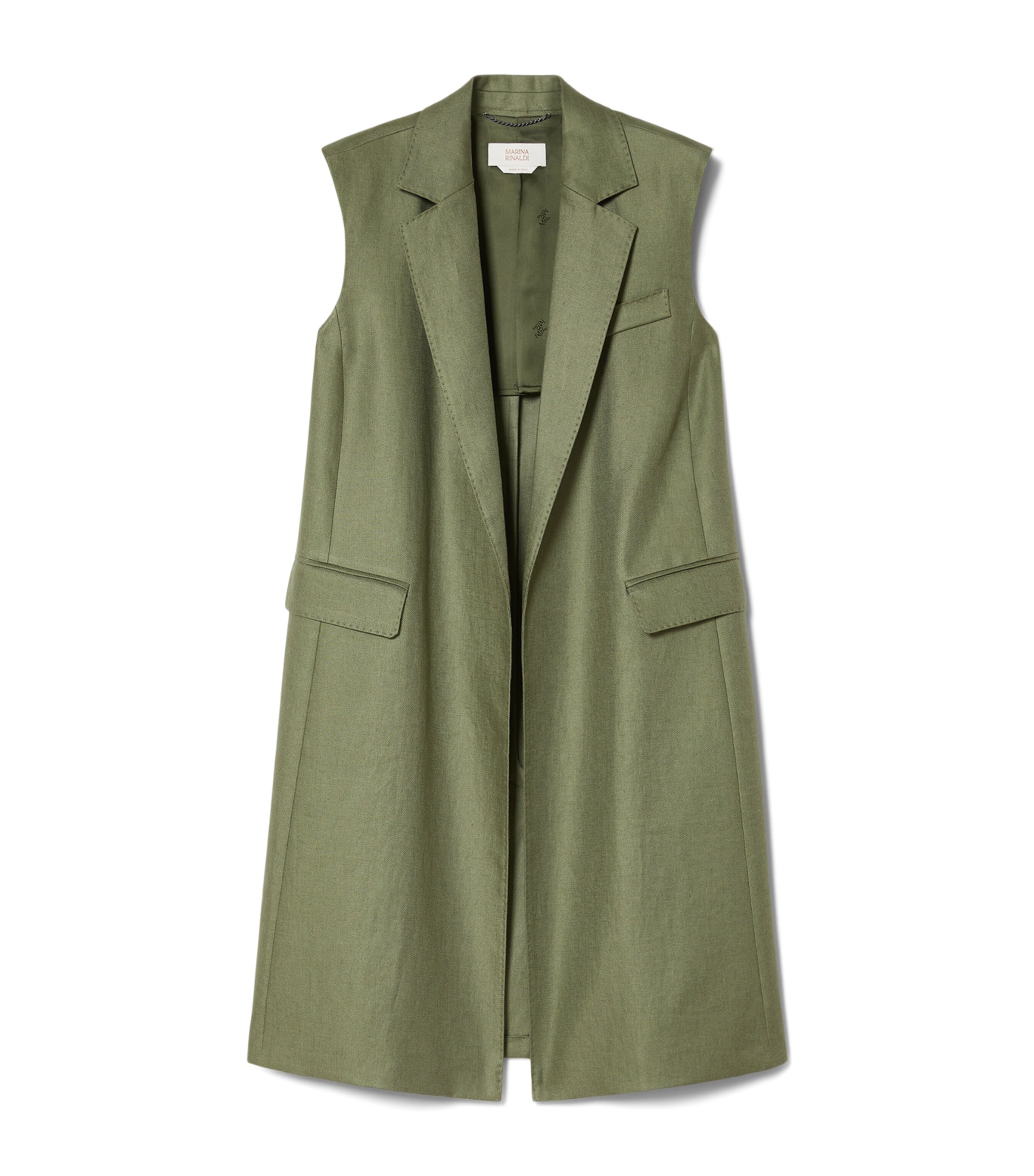 Marina Rinaldi Womens Linen Twill Gilet Olive Green Image 1