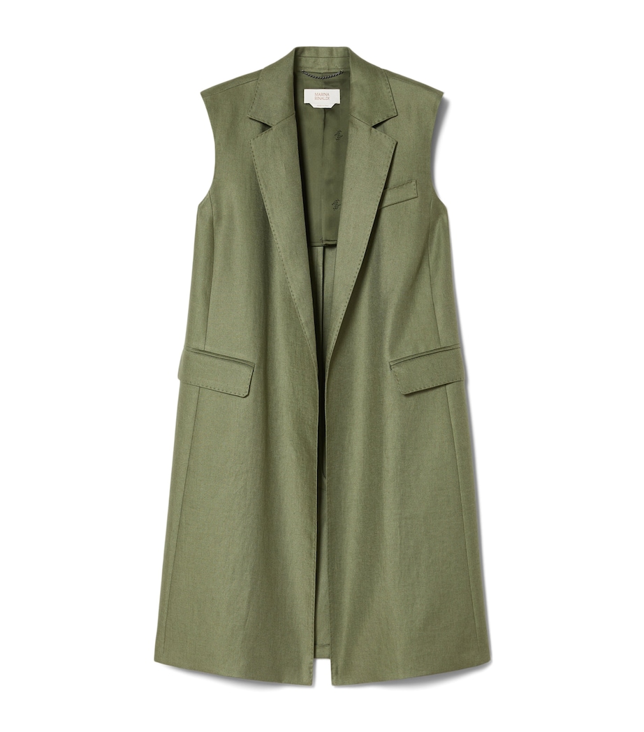 Marina Rinaldi Womens Linen Twill Gilet Olive Green Image 1