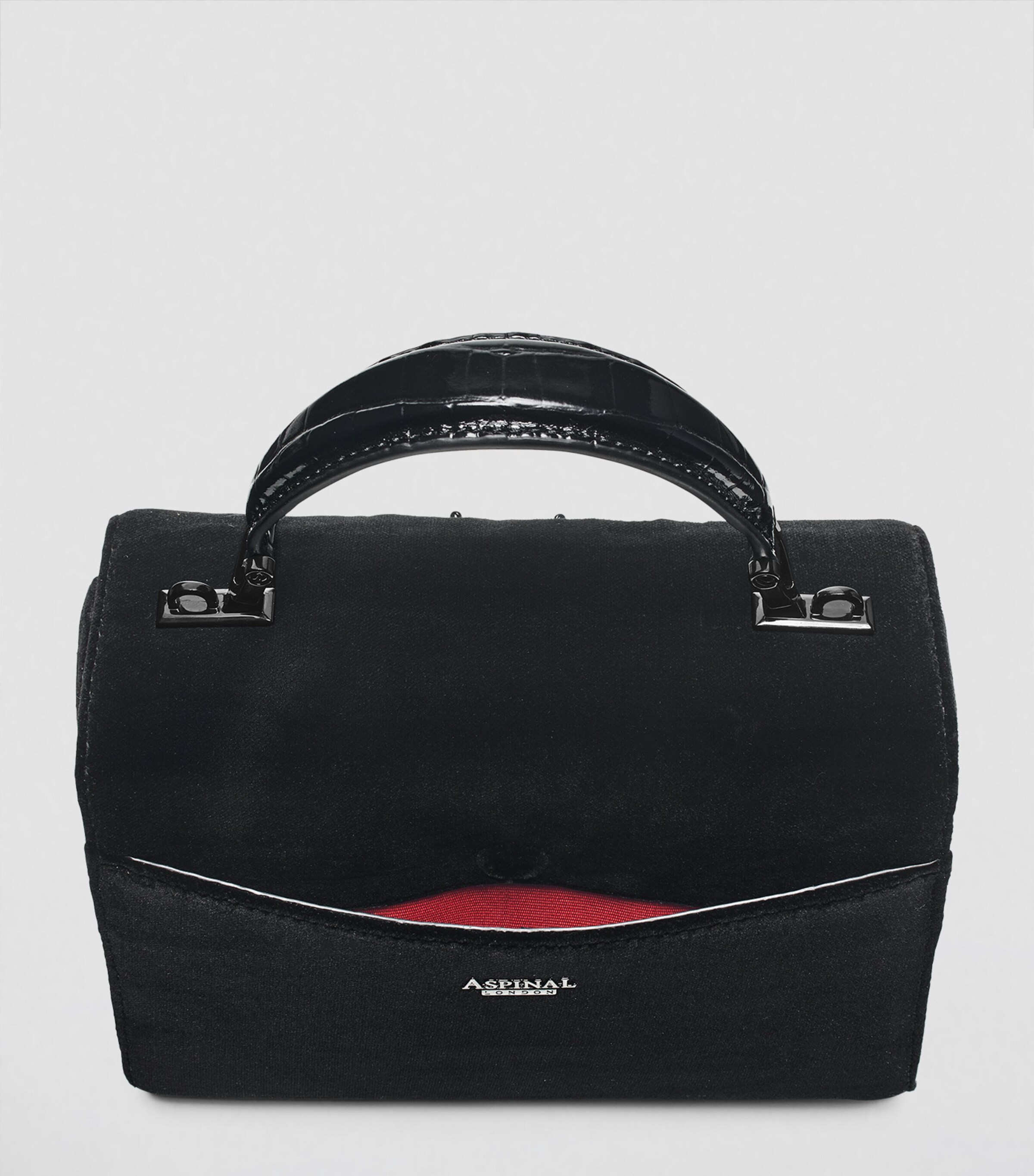 Midi Velvet Embroidered Mayfair Top-Handle Bag BLACK Image 4