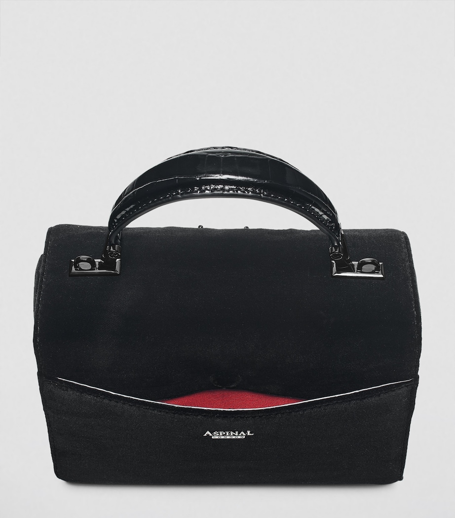 Midi Velvet Embroidered Mayfair Top-Handle Bag BLACK Image 4