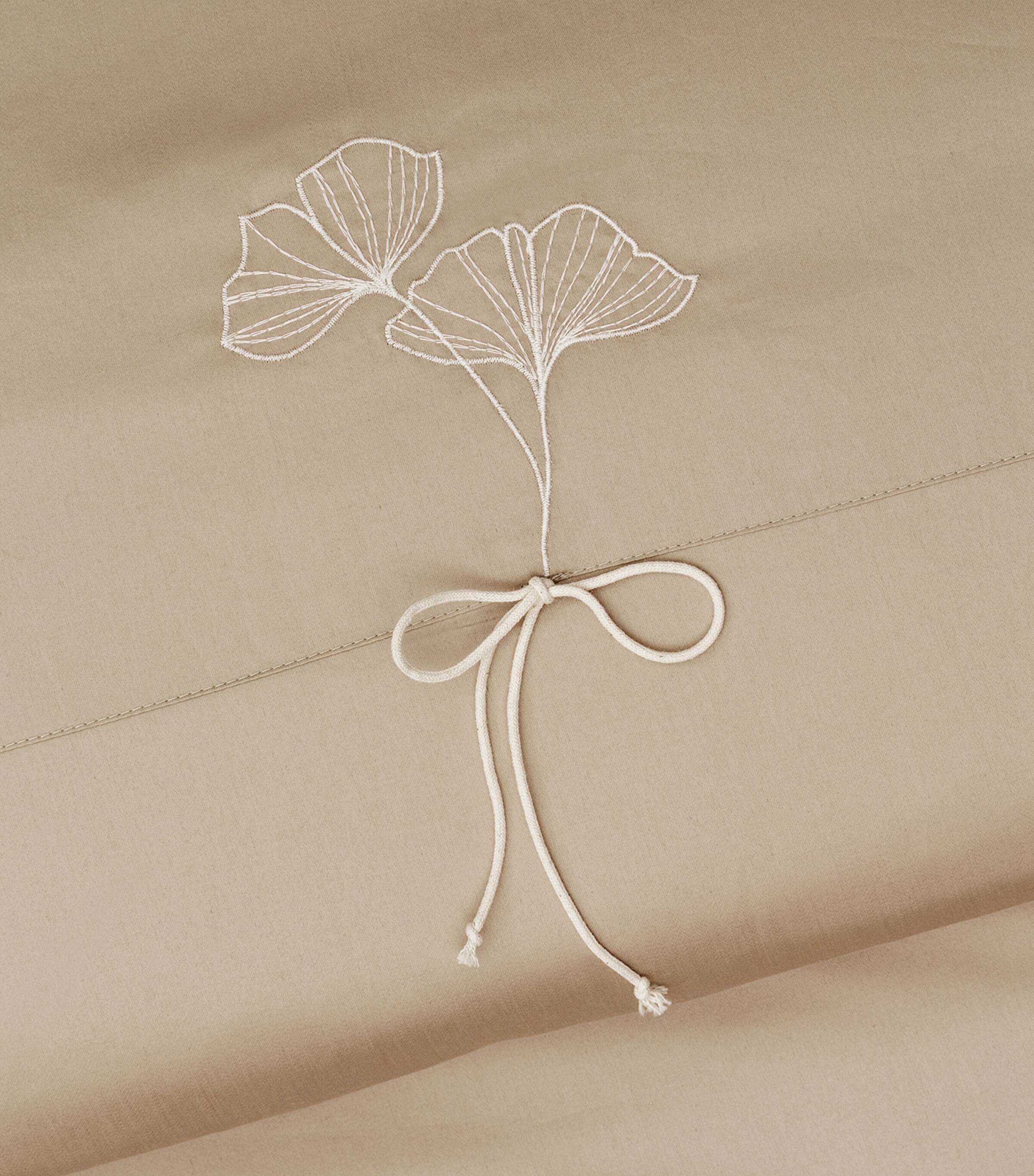 Hamam Organic Cotton Core Blossom Super King Duvet Cover (260cm x 240cm) Flax Image 2