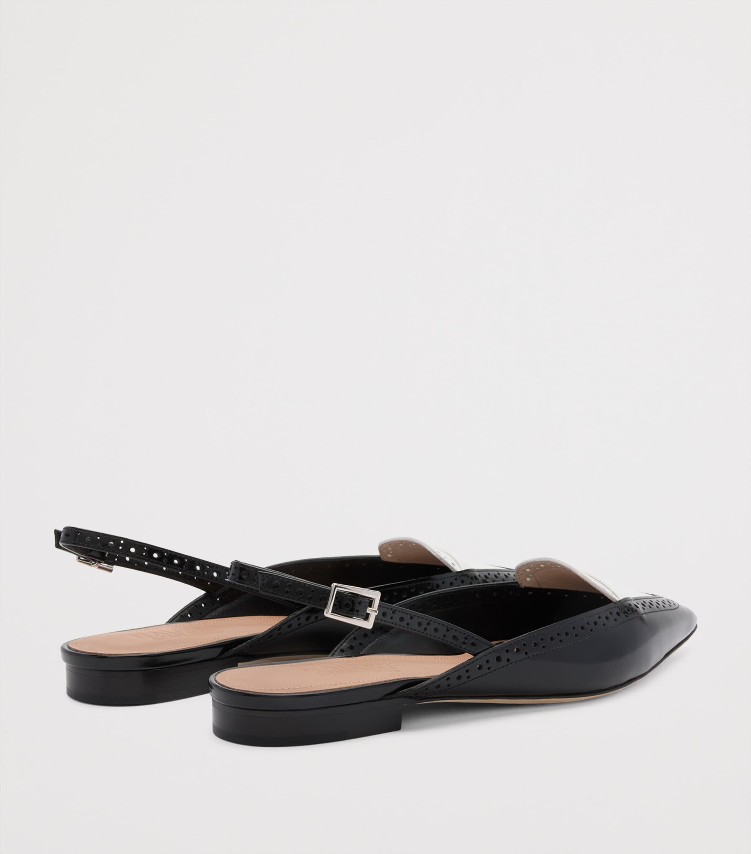Brushed Leather Laurie Slingback Flats BLACK Image 4