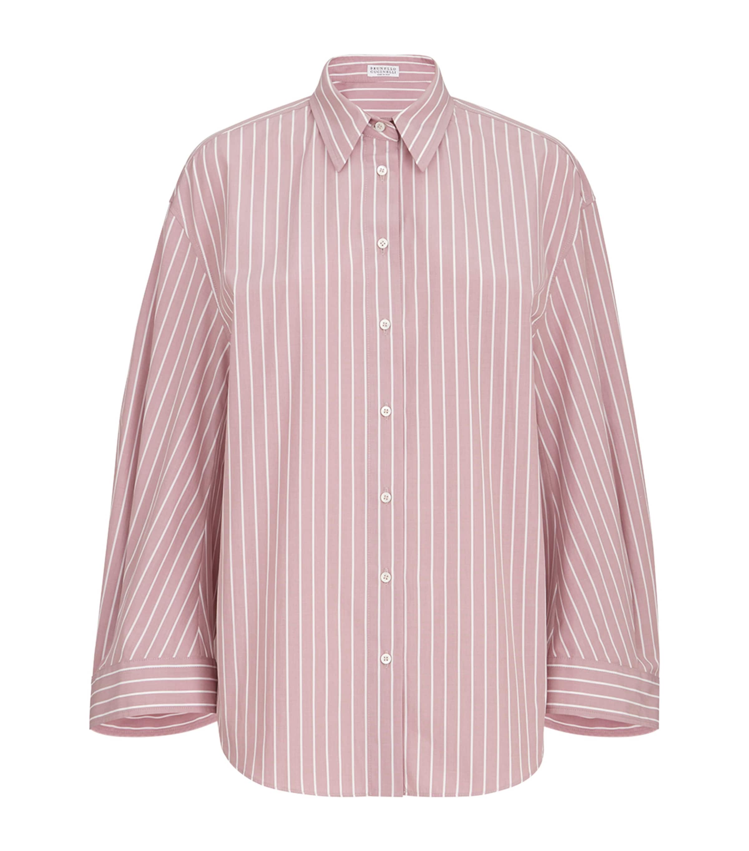 Brunello Cucinelli Womens Cotton Poplin Stripe Shirt Rosa/bianco Image 1