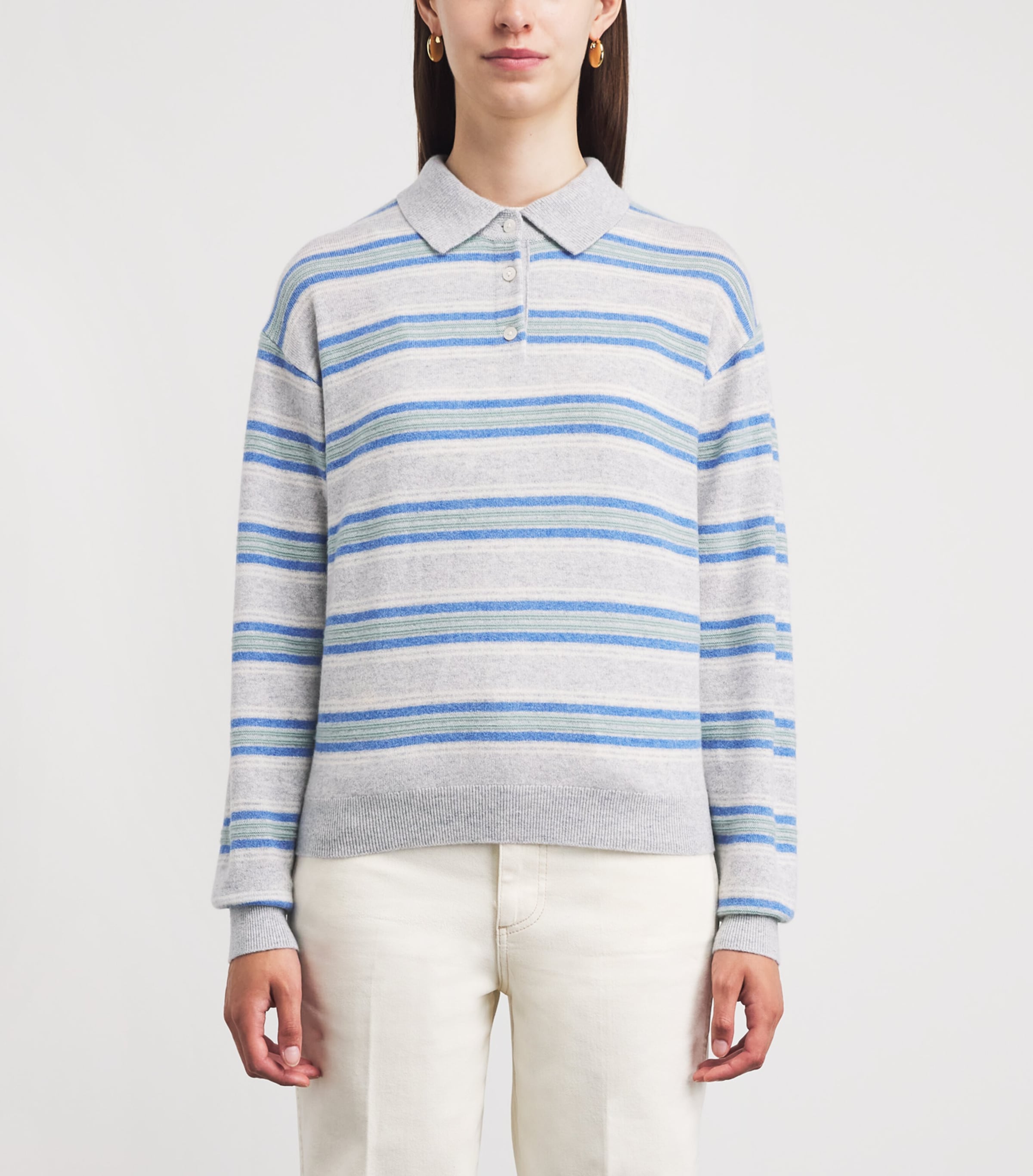 Guest In Residence Womens Cashmere Collegiate Stripe Sweater Stone Combo Stocom Image 4