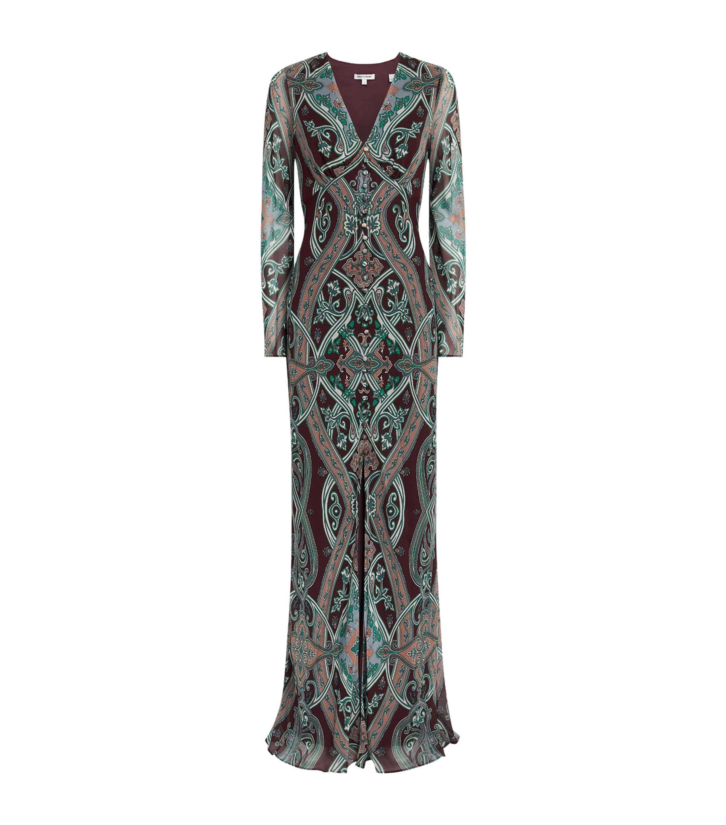 Veronica Beard Womens Silk Paisley Daciana Maxi Dress Raisin Multi Image 1