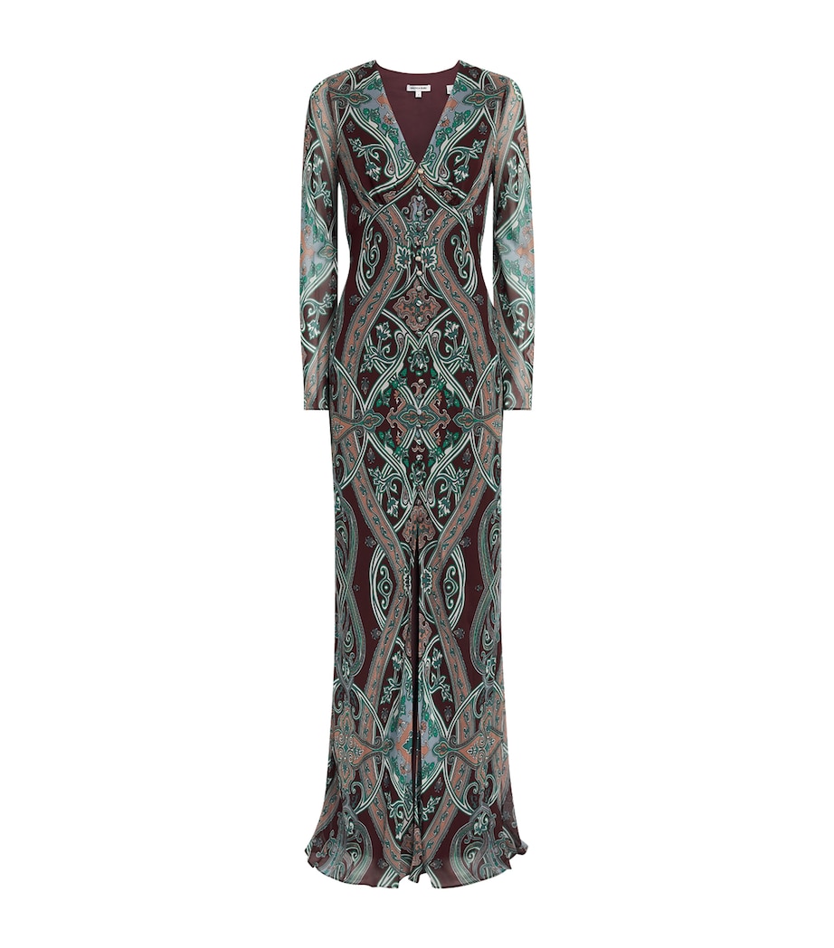 Veronica Beard Womens Silk Paisley Daciana Maxi Dress Raisin Multi Image 1